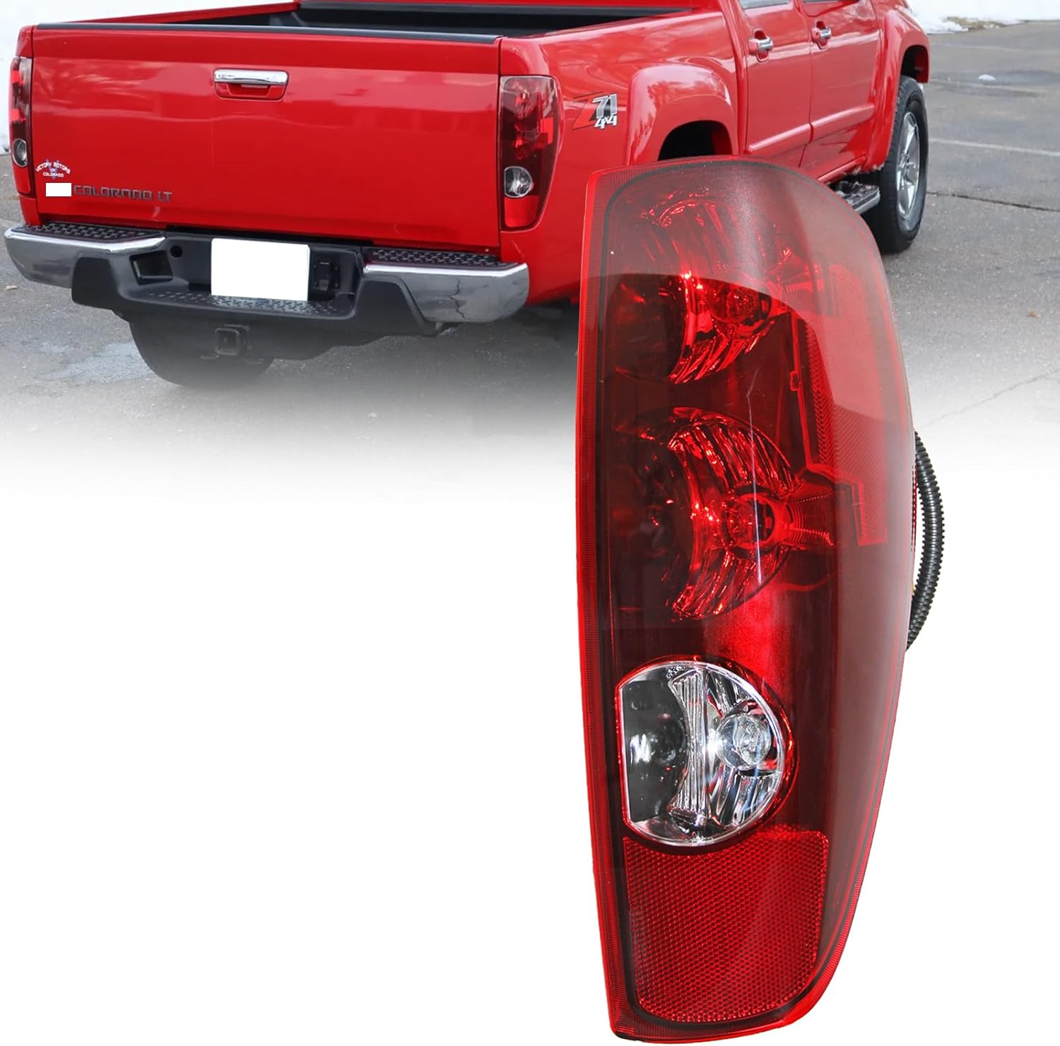 Tail Light Assembly Fit for 2004-2012 Chevy Colorado for GMC Canyon 2004-2012,Taillight Brake Lamp Replacement Rear Right Passenger Side Chrome Housing Red Lens GM2801164