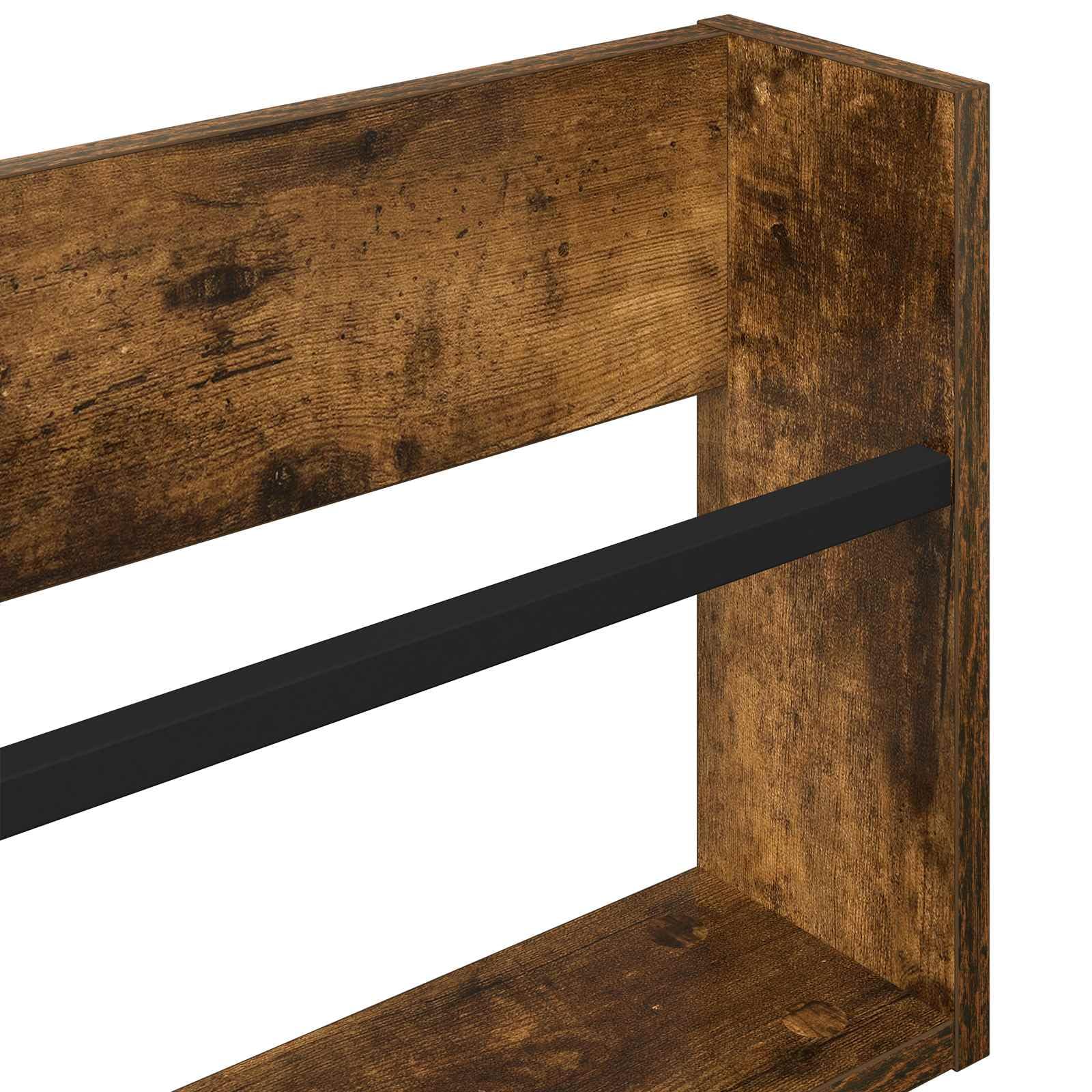 Magazinregal 2 Stück in Geräucherter Eiche aus Holzwerkstoff 100 x 12 x 30 cm mit Wandmontage, vielseitiger Zeitschriftenhalter für Wohnzimmer, Büro und Leseecke
