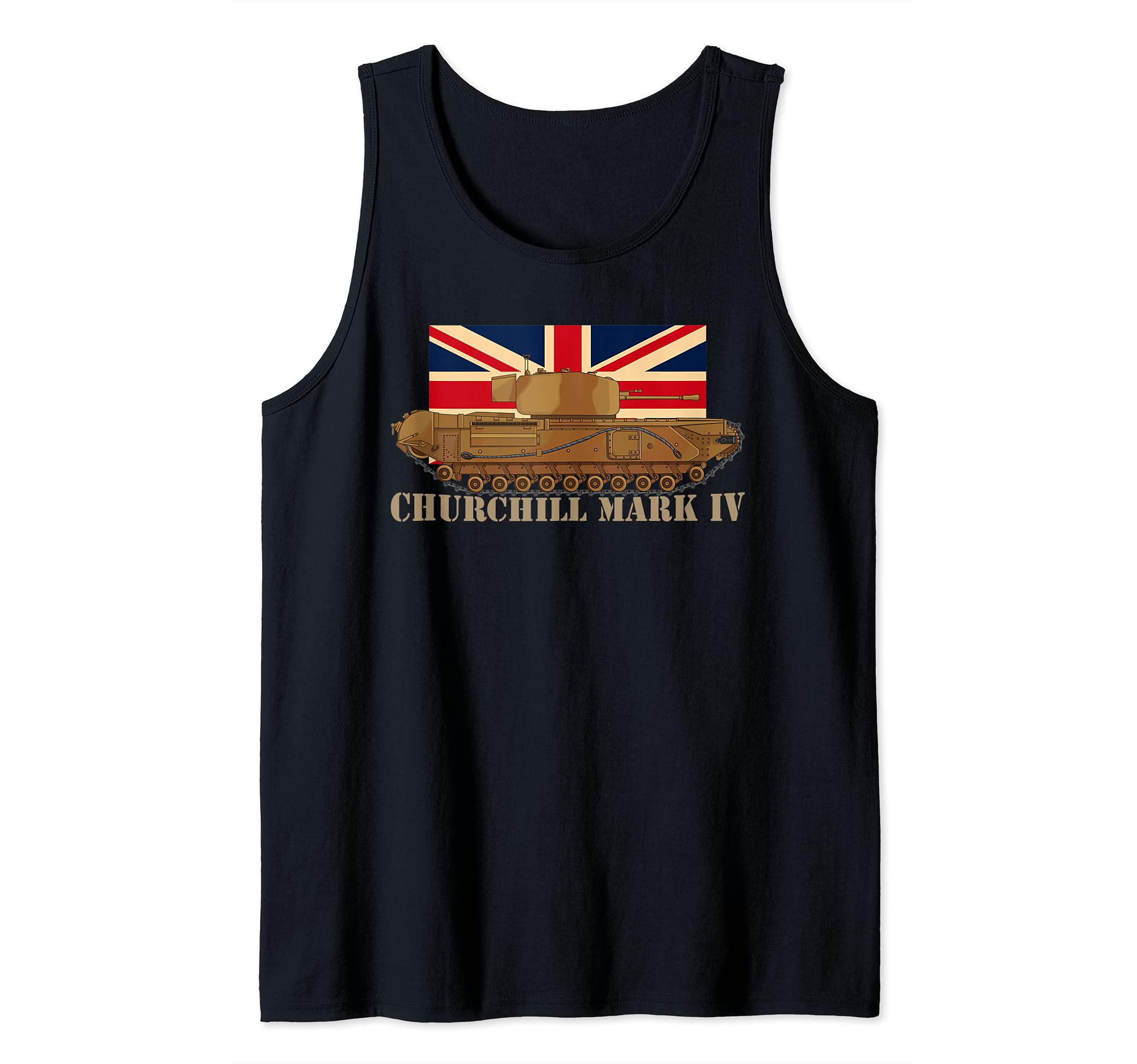 Churchill Mark IV Infantry Tank WW2 British Flag Diagram Tank Top