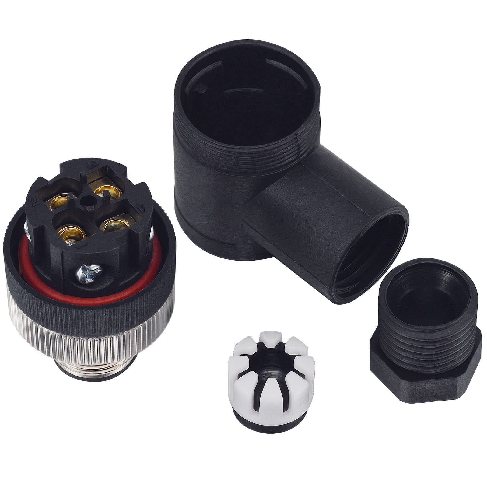 Lonlonty M12 12mm 4-Pin Male Right Angle Aviation Connector Plug, IP67 Waterproof 12mm Threaded Lock, AC 250V/5A Rating,4-Pack - Image 2