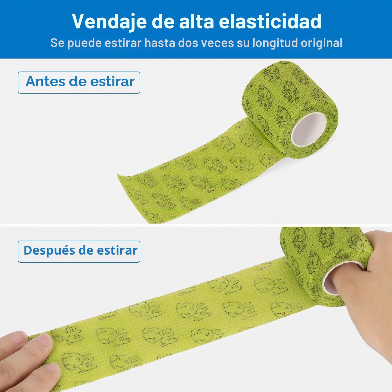 Vendaje Adhesivo Deportivo 5cm x 4,5m Cinta Cohesiva Autoadhesiva para Primeros Auxilios, Dedos, Muñecas, Tobillo