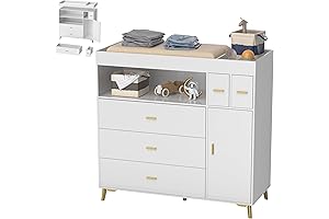 PAKASEPT Changing Table with Drawers, White Drawer Dresser