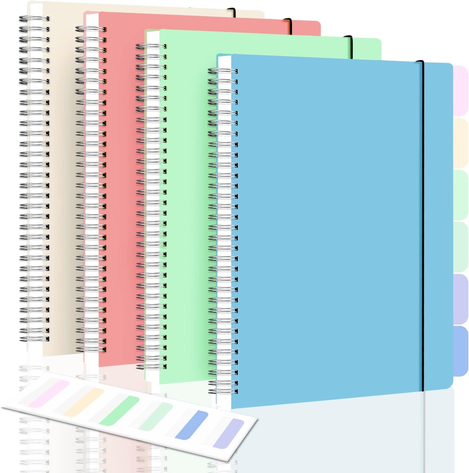 Graph Paper Notebook, Spiral Notebook, Large B5 Graph Notebook Journal, 8" x 10" Grid Graphing Notebooks for Work, School, Math, Lab, Engineering, 24pcs Index Tabs, Assorted Pastel, 4 Squares/Inch