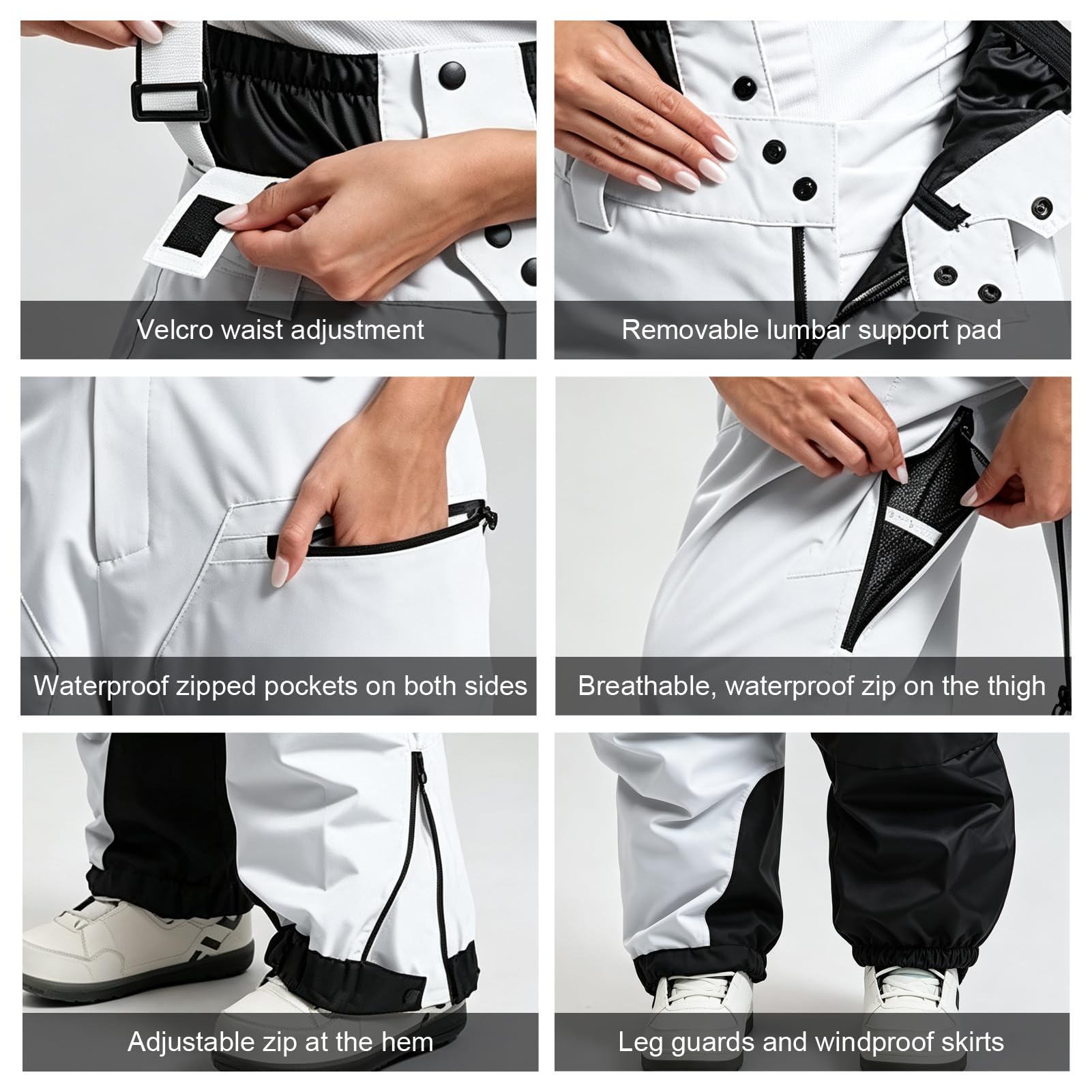 Pantaloni Da Sci Impermeabili, Pantaloni Da Sci A Vita Alta Unisex Uomo