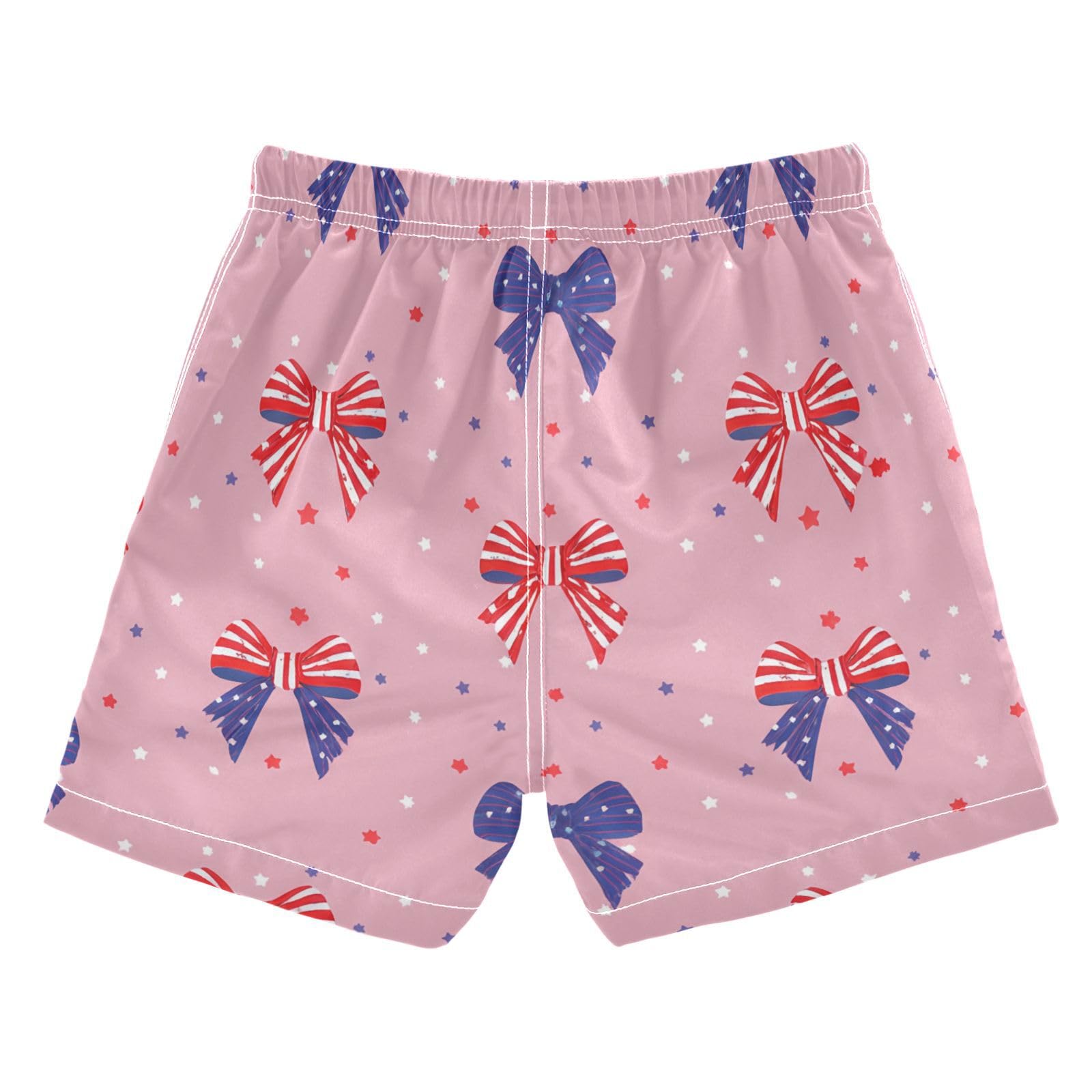 YANENDIE Boy Swim Trunks Independence Day Bows Summer Beach Quick Dry Swimsuit Bathing Suit, 2-8T