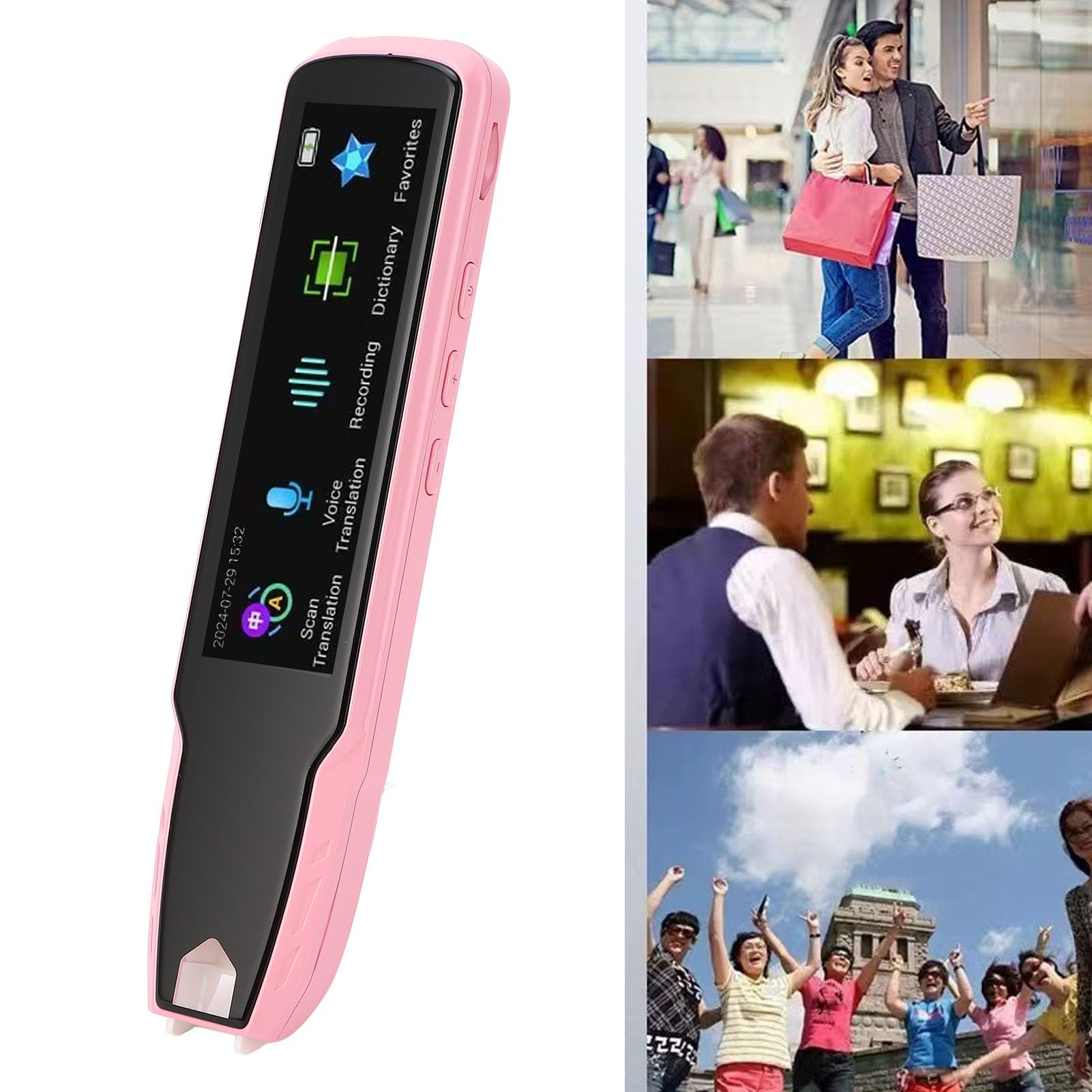 Generic Bolígrafo Traductor, Escáner Versátil en Varios Idiomas para Estudiantes, Profesores, Uso Práctico, Funciones en Línea sin Conexión (Pink)