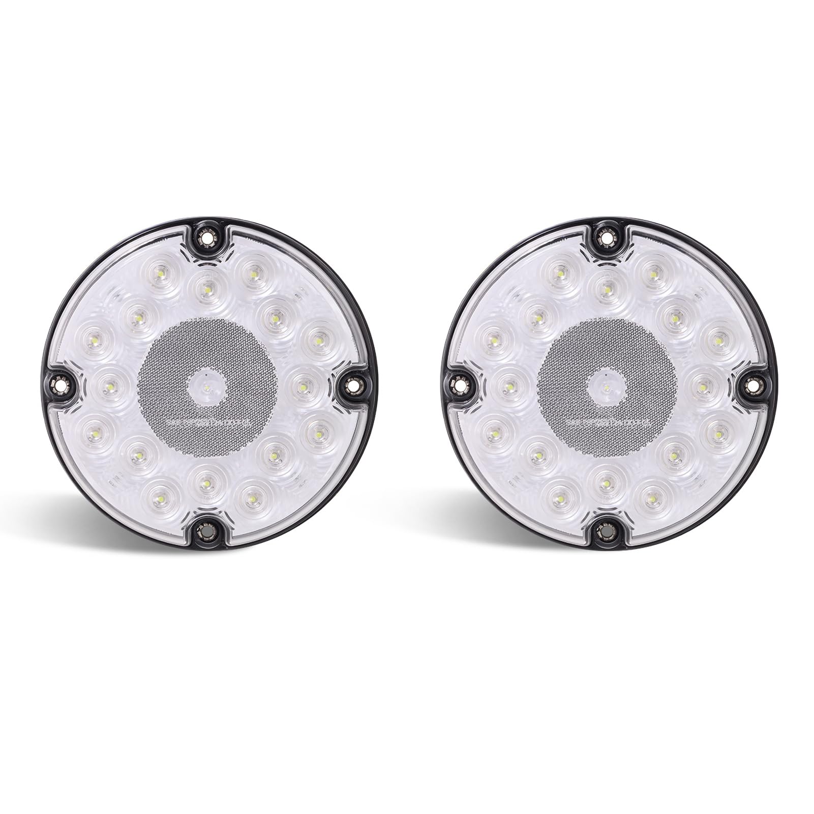 2PCS 7 inch 17 LED Round Trailer Tail Lights (White)
