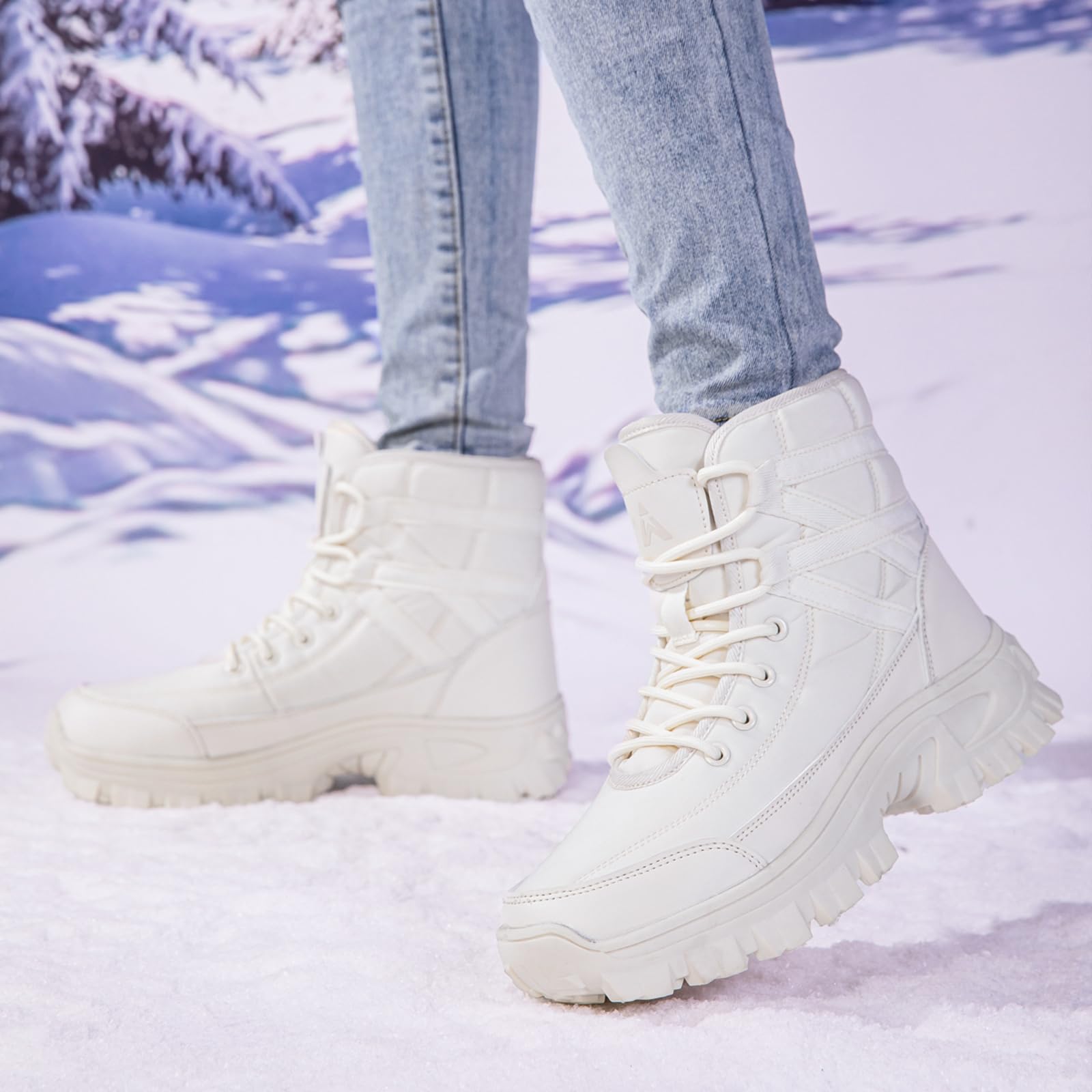 CUTEHEELS Damskie buty zimowe typu sneaker, z podszewką z antypoślizgową podeszwą TPR, zapewnia gładkie drogi i codzienny komfort