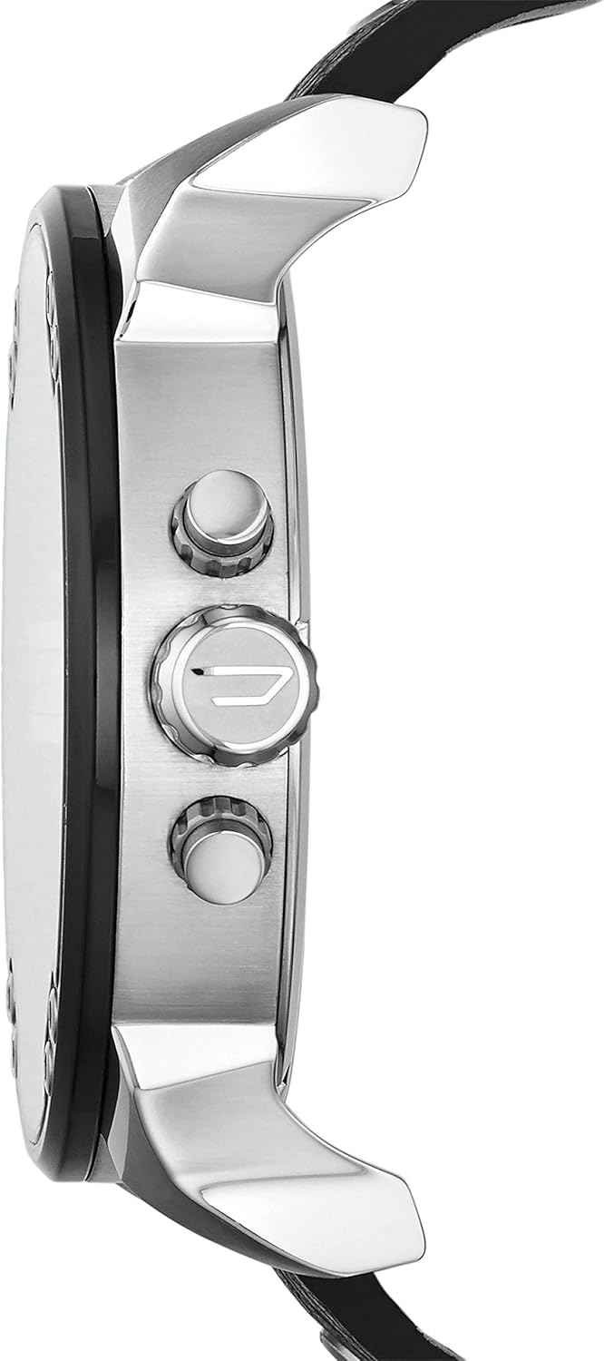 Diesel Men's Mr Daddy 2.0 Quartz Stainless Steel and Leather Chronograph Watch, Color: Black (Model: DZ7313) and Men's Beaded Black Agate Bracelet