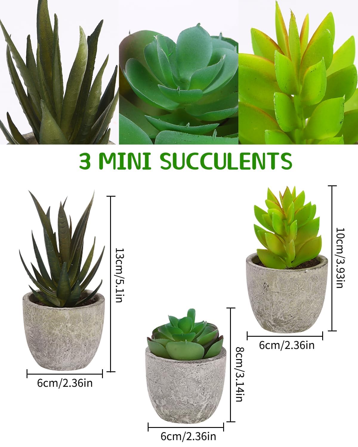 SOBEAU 5 Plantes Topiaires Artificielles Succulentes - Petites Plantes En Pot Pour Décoration Maison Bureau Salle De Bain