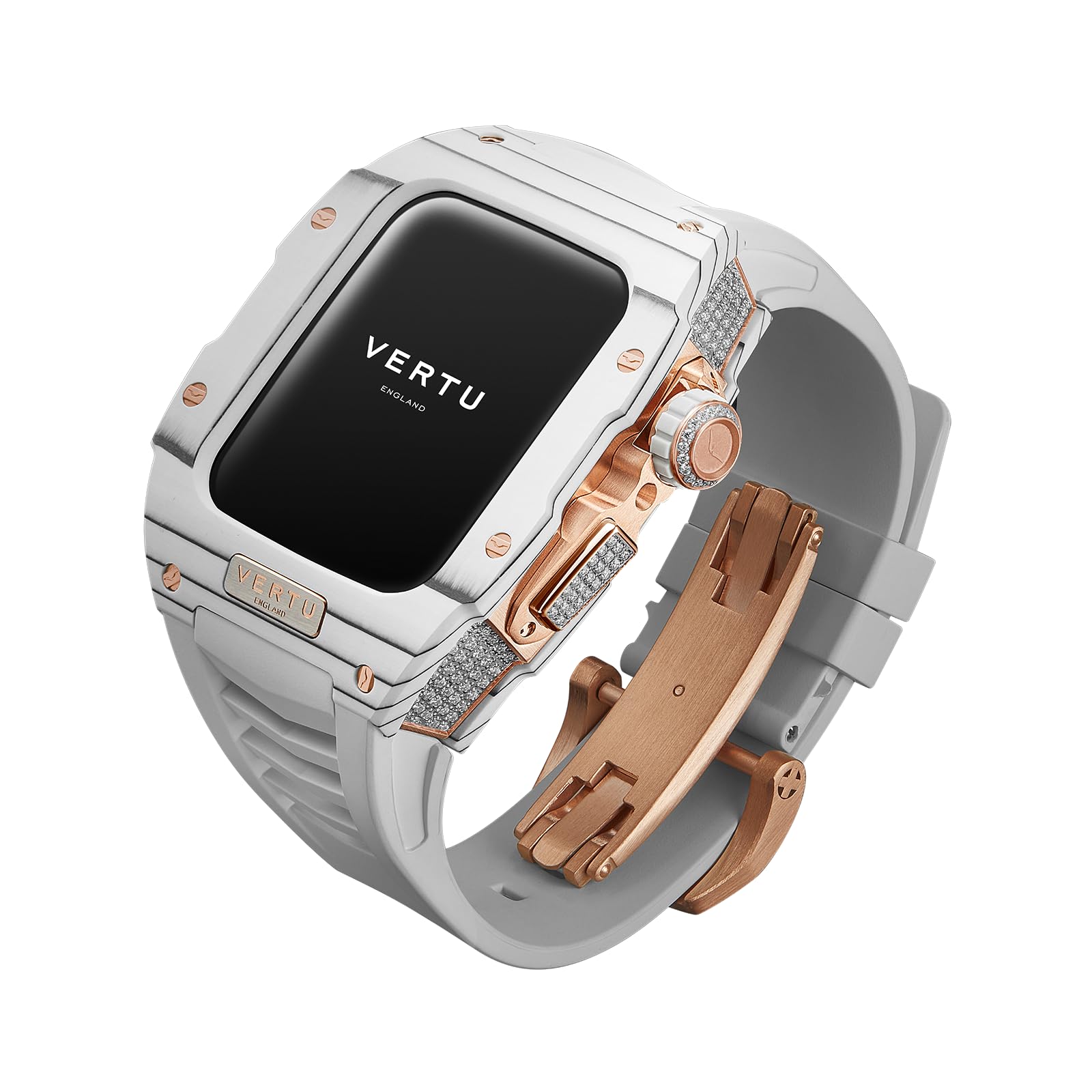 VERTU H1 Diamonds Smart Watch for Men, Mechanical Smartwatch for Android with 1.85" Sapphire Display, Answer/Make Call, Fitness Watch, Blood Oxygen, Heart Rate and 100+ Sports Modes (White/Gold)