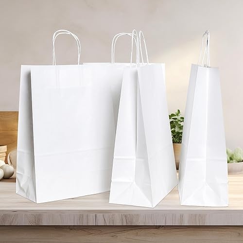 Miniatura 6 de PINWATT 30 bolsas de regalo grandes de papel kraft blanco