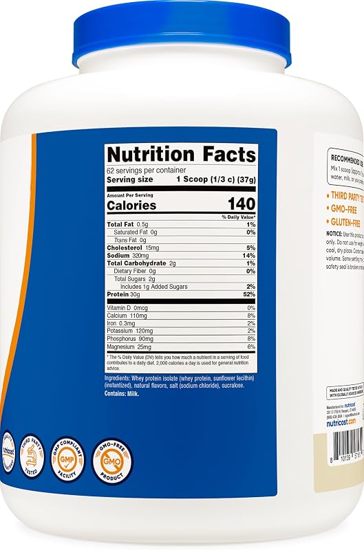 Nutricost Isolate Whey Protein Powder, Vanilla, 5 pounds image 5