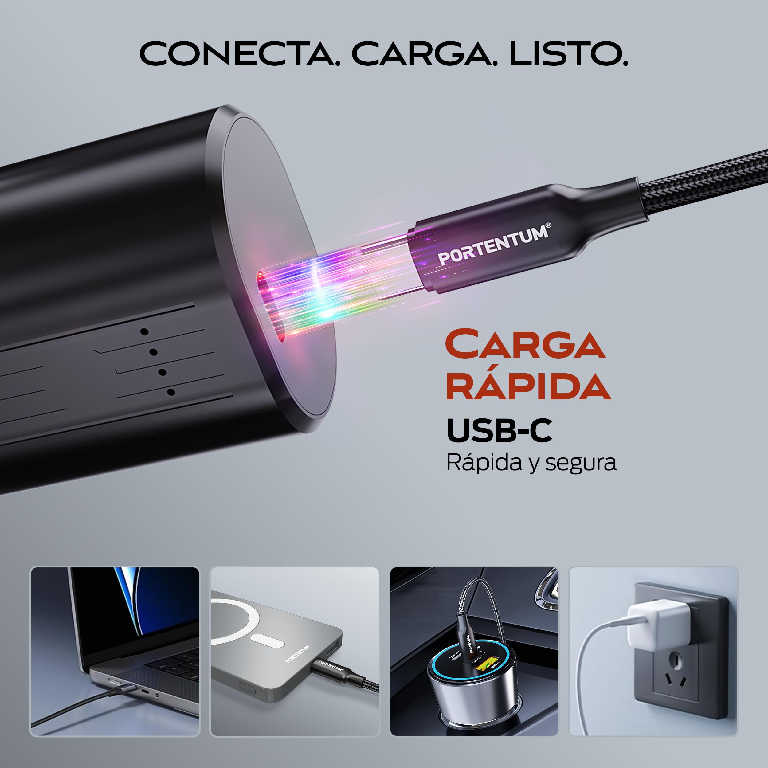 PORTENTUM 2 en 1 Mini Aspirador de Mano Potente 25 kPa – 10.000 mAh hasta 135 min USB-C – Soplador de Aire 180 km/h con Motor brushless – Aspirador Coche regulación Continua de Velocidad – Set de 11
