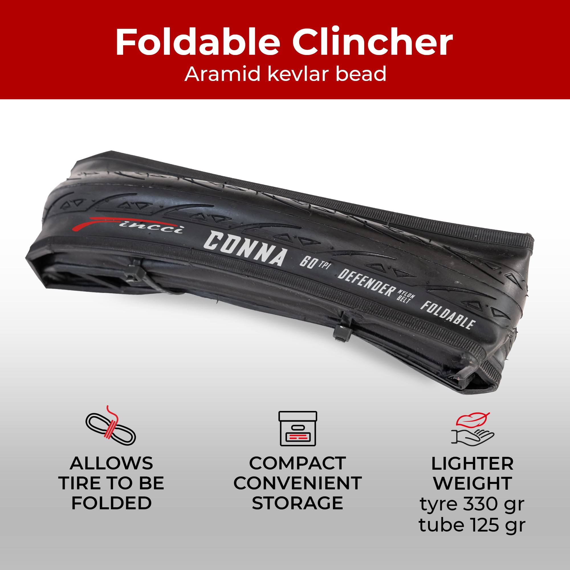 Fincci Racefietsbanden 700x28c - Paar Gladde Banden 28 Inch Met Lekbescherming En 2 Binnenbanden Presta Ventiel - 60 TPI