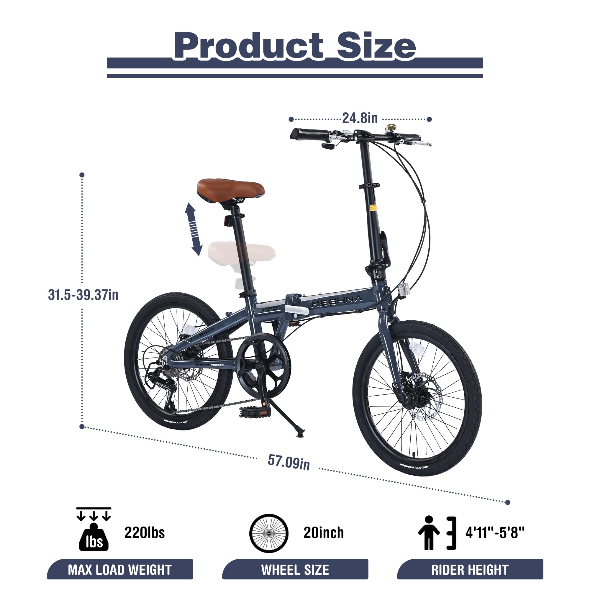 Amazon.com : ZUKKA Folding Bike 20 Inch Foldable City Bike 7 Speed