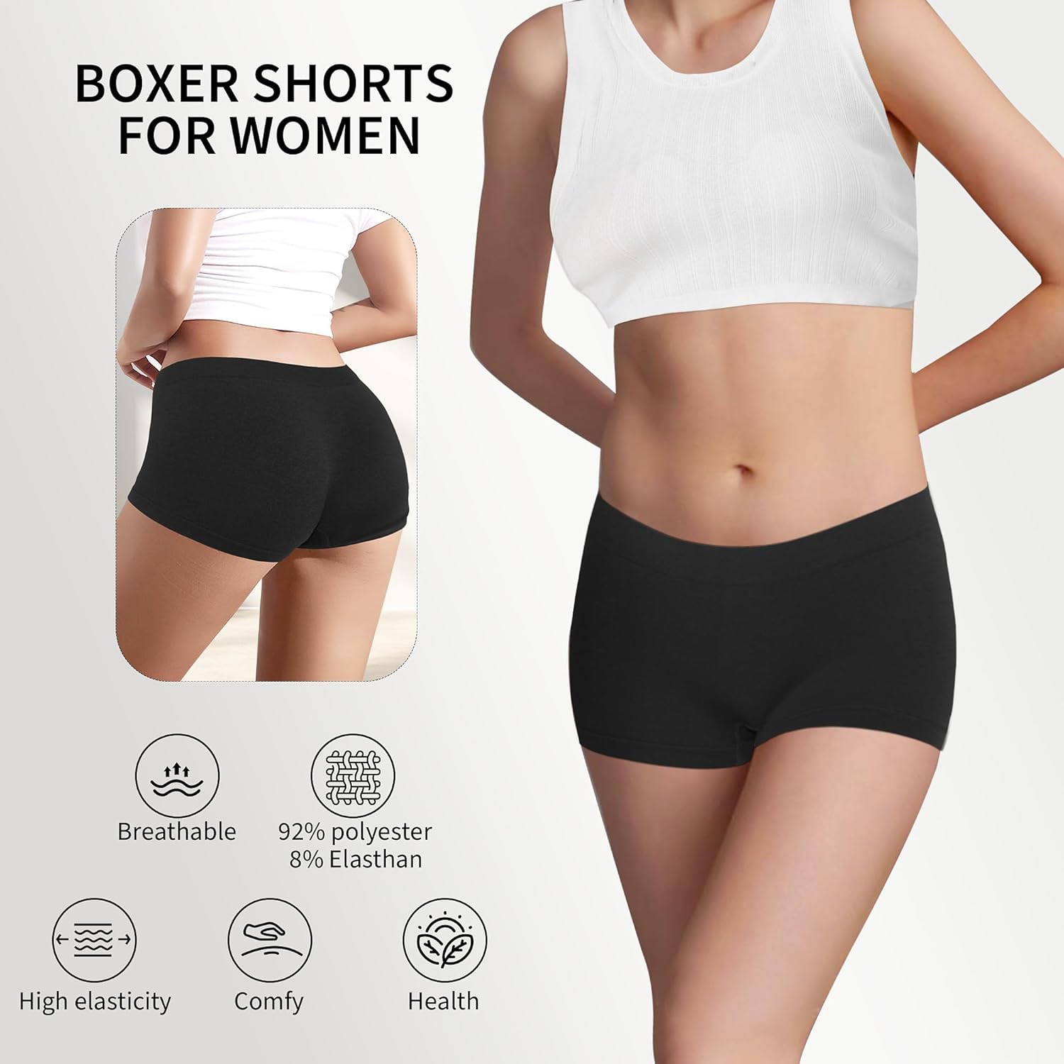 Desanlapi Boyshort Panties Womens Full Coverage Seamless Underwear Soft Stretch Boxer Briefs - Image 3