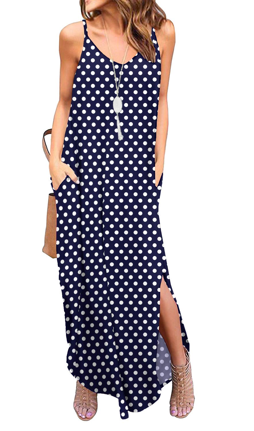 GRECERELLEWomen's Summer Casual Loose Dress Beach Cover Up Long Cami Maxi Dresses with Pocket