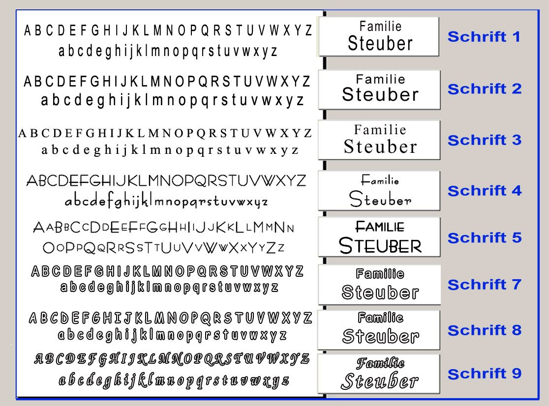 Modernes Namensschild/Türschild D2 made by GravUp mit Hausnummer : Gravur nach Wunsch - Acrylglas mit V2a Befestigungsmaterial