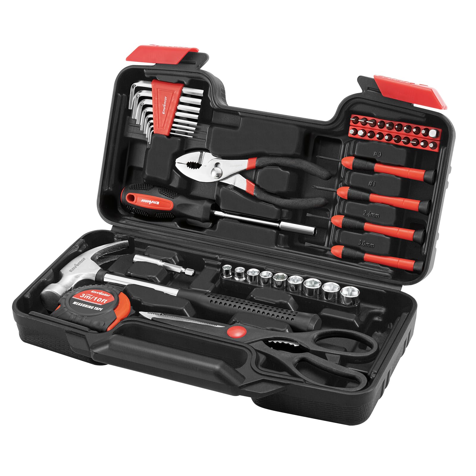 Enventor Tool Kit Set, 48PCS General Household Hand Tool Kit with Storage Toolbox, Basic Hand Tool Kits DIY Tool for Home