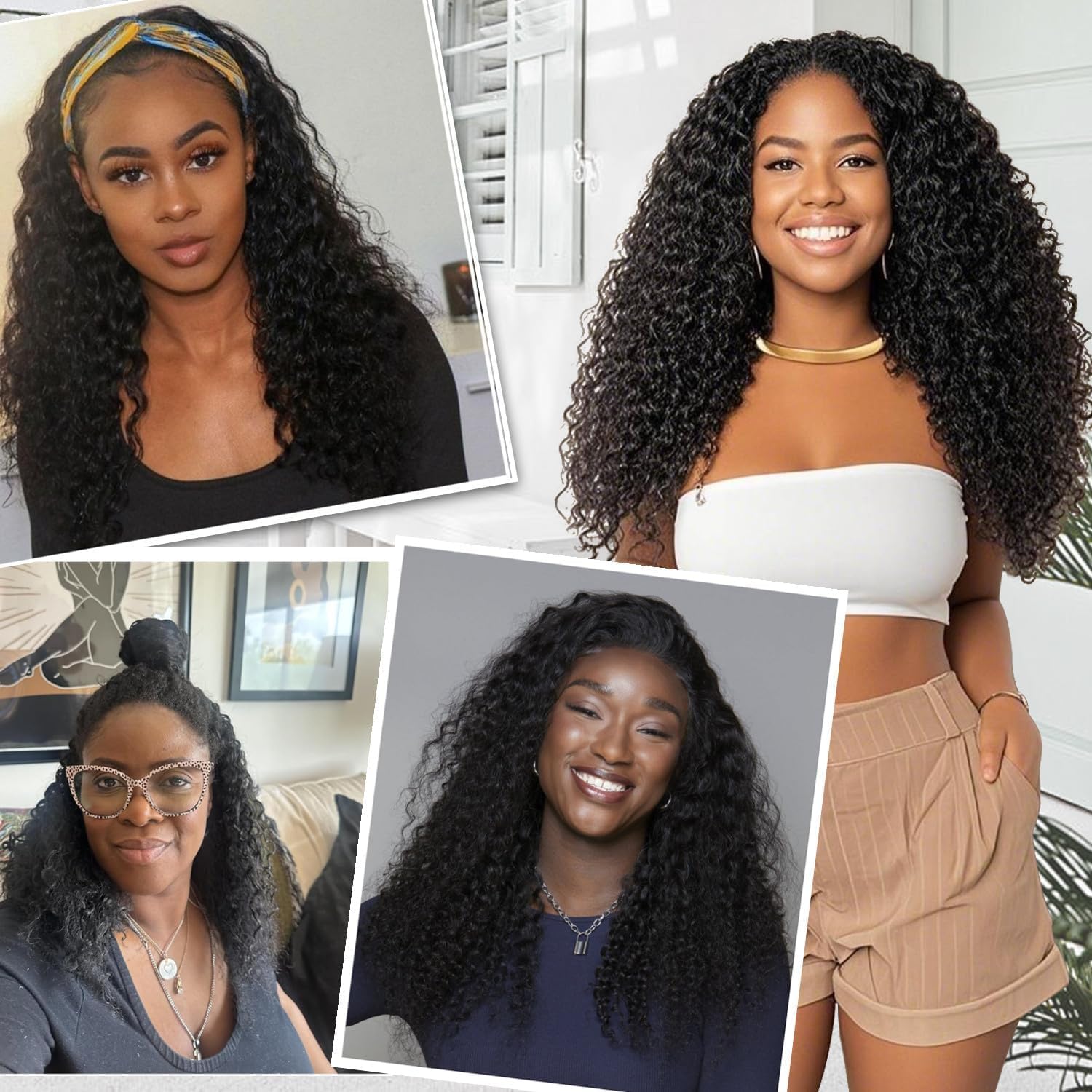 Curly Half Wig Human Hair 3 In 1 Half Wig Human Hair 22 Inch 180% Density Spiral Curly Wear and Go Wigs with Drawstring,Natural Color Quick Install Beginners Friendly - Image 2