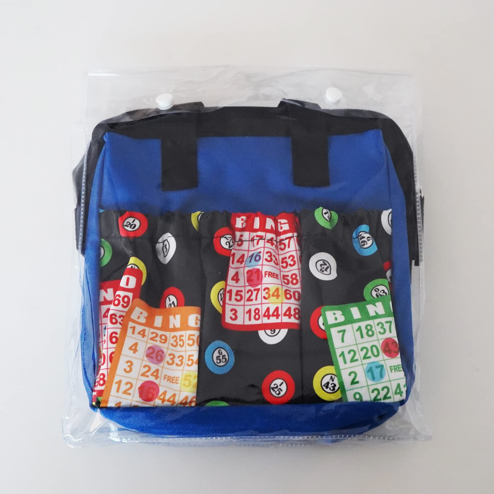 Yuanhe Sac fourre-tout avec 6 poches Motif bingo, bleu, Fourre-tout
