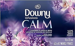 Downy Infusions Dryer Sheets Laundry Fabric Softener, Calm, Lavender & Vanilla Bean, 105 count