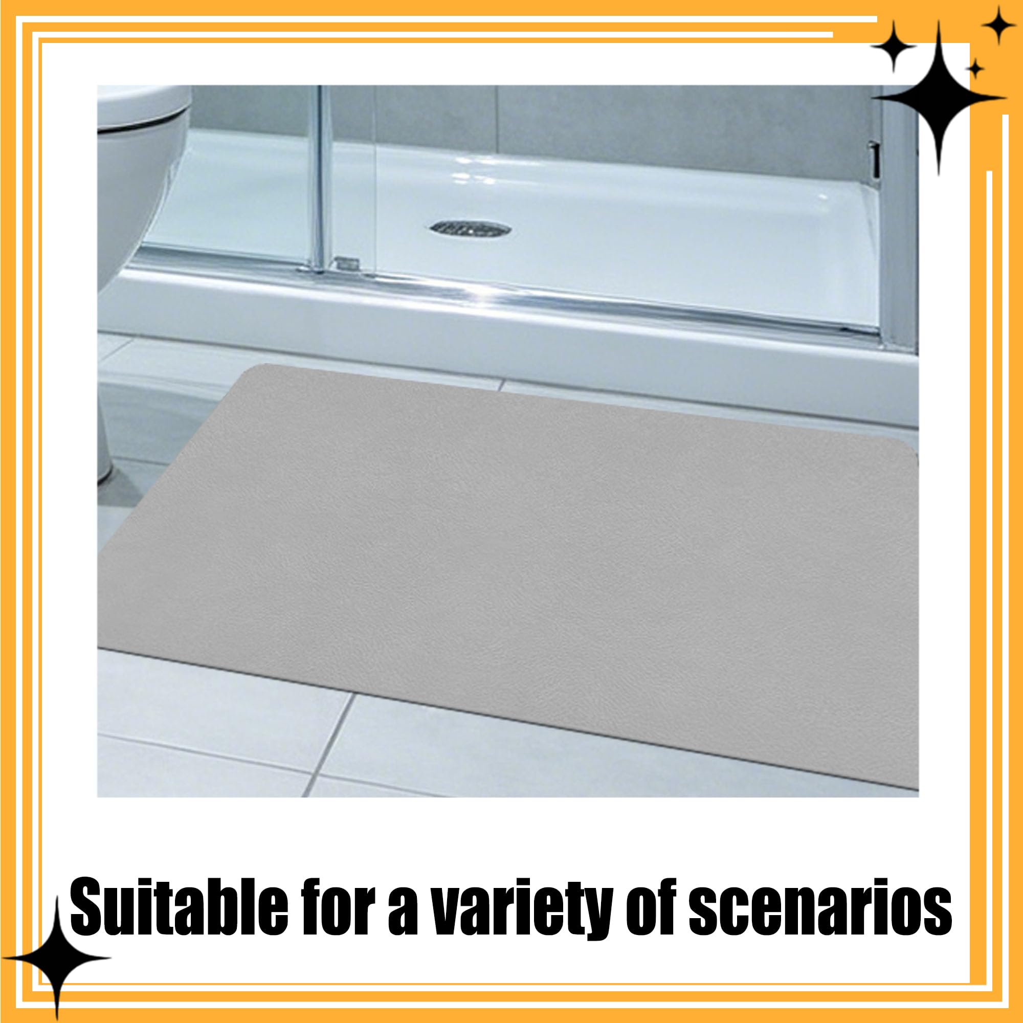 Badematte rutschfest 50 x 108 cm Schnell Trocknend rutschfeste Badematte aus Kieselgur Pflegeleicht für Dusche, Badewannen Und Badezimmer, Hellgrau