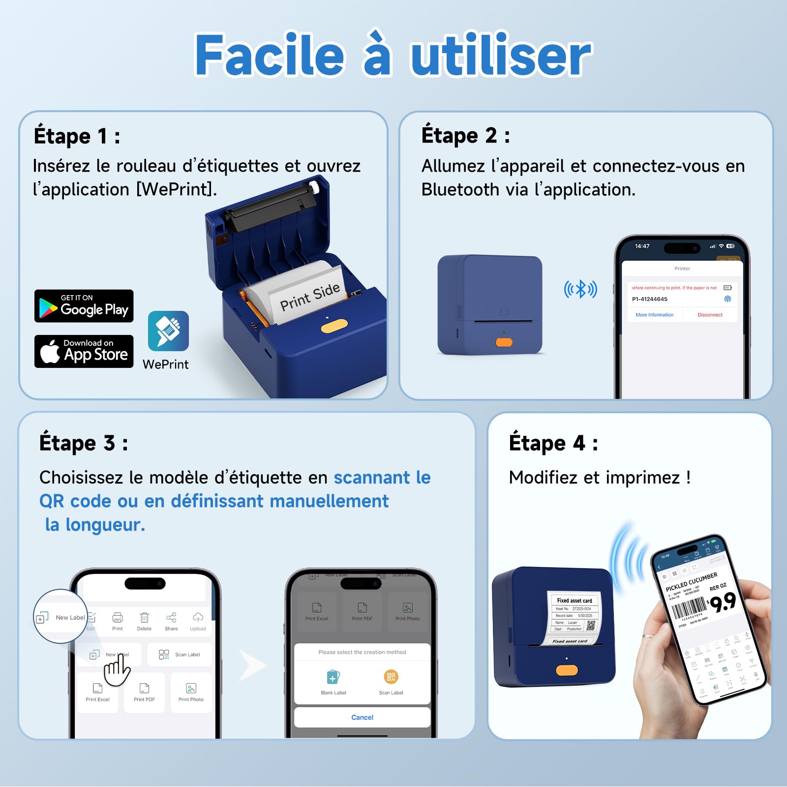 Etichettatrice nastro P1 Stampante termica da 2 pollici Stampante per etichette di spedizione Bluetooth portatile Creatore di adesivi Etichettatrice Uso domestico, ufficio, scuola