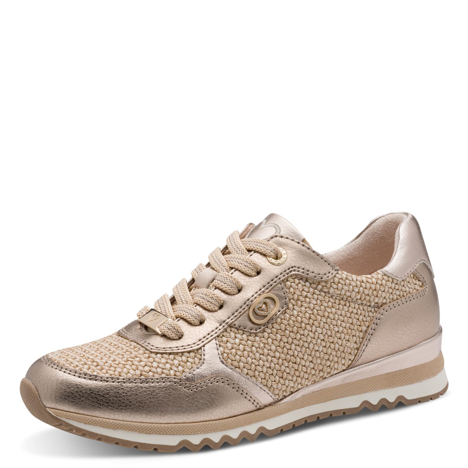MARCO TOZZI Women’s Sneaker Soft Feel Me Removable Footbed Soft Lining Stylish, Metallic (Platinum Comb), 4.5 UK