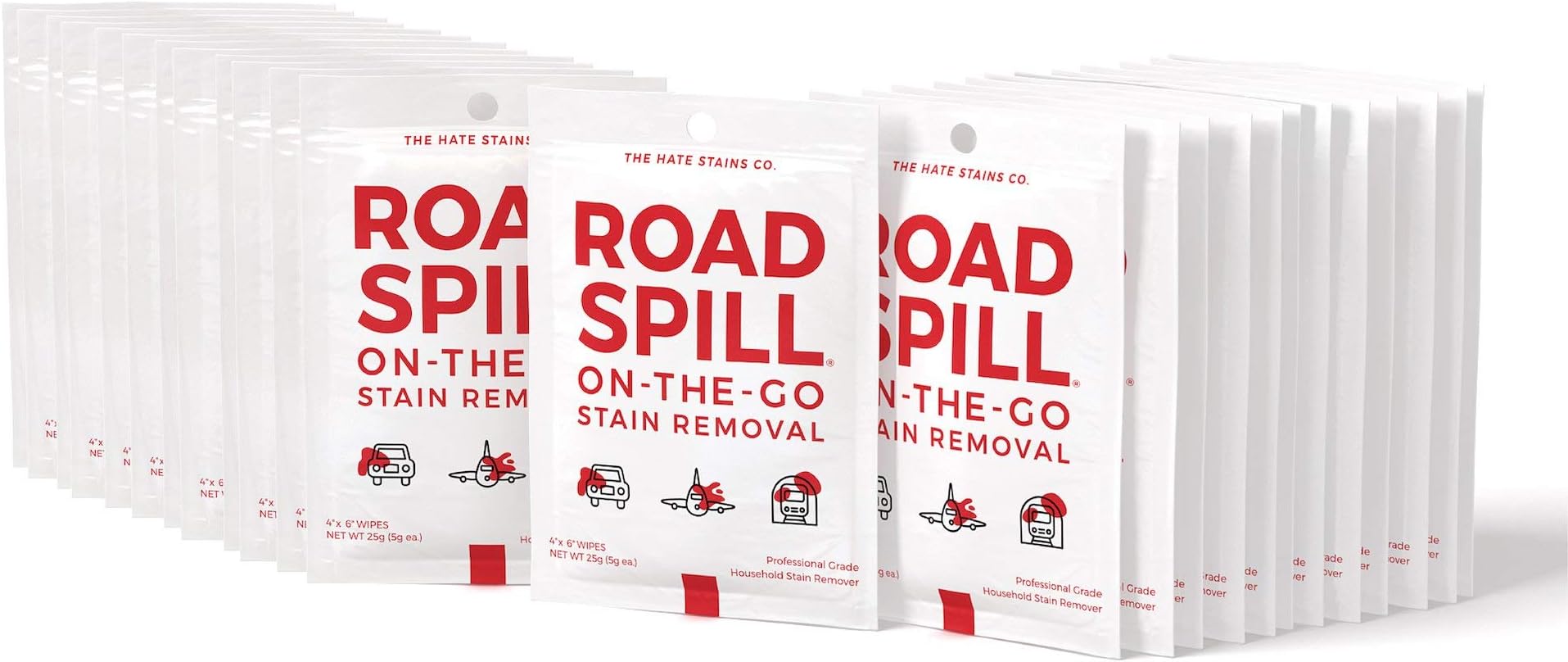 ROAD SPILL Stain Remover On The Go – 25 Wipes - Car Essentials - Travel Stain Remover Wipes for Car Seats, SUV Upholstery, Carpet, Fabric - Works on Fast Food Stains, Soda, Juice, Ink, Blood, Lipstick