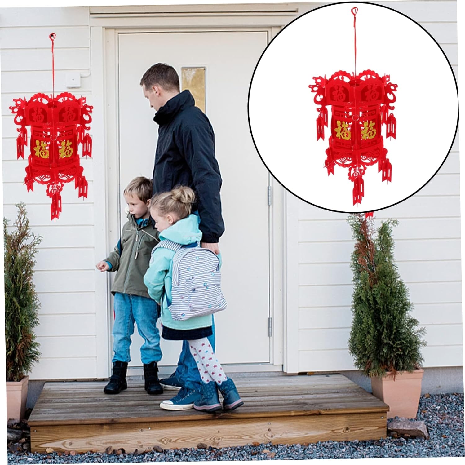 Hemobllo 6pcs Fu Word Palace Lantern Decoration Lid Door Lit Festival Feng Large Shui Decorative Bulb Lanterns Hollow-Out Design Lantern Household Lantern Pendant Non-Woven Fabric Red