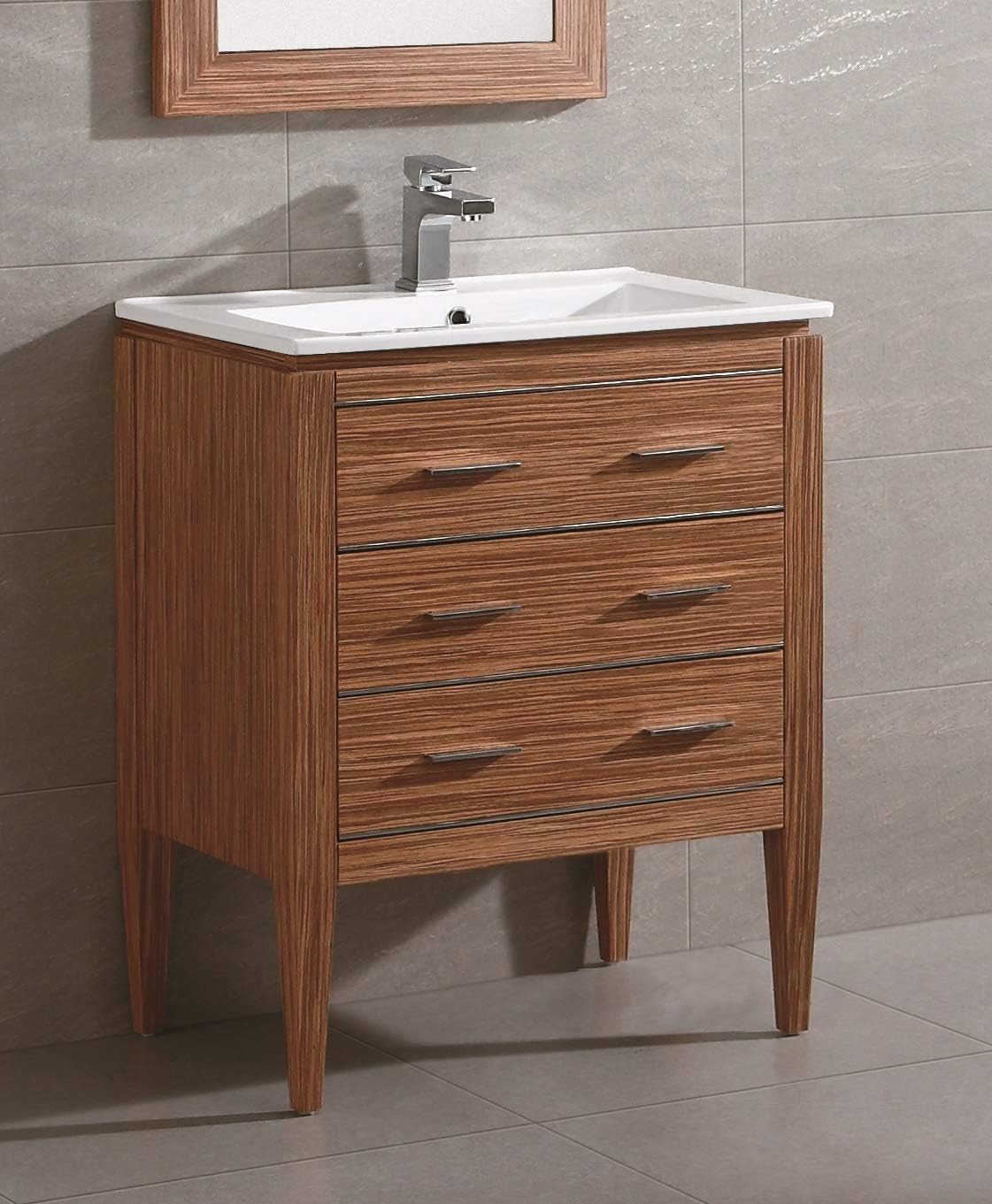 Fine Fixtures IR24ZE Ironwood Vanity With Vitreous China Sink, Red Zebra, 24", Red Zebra