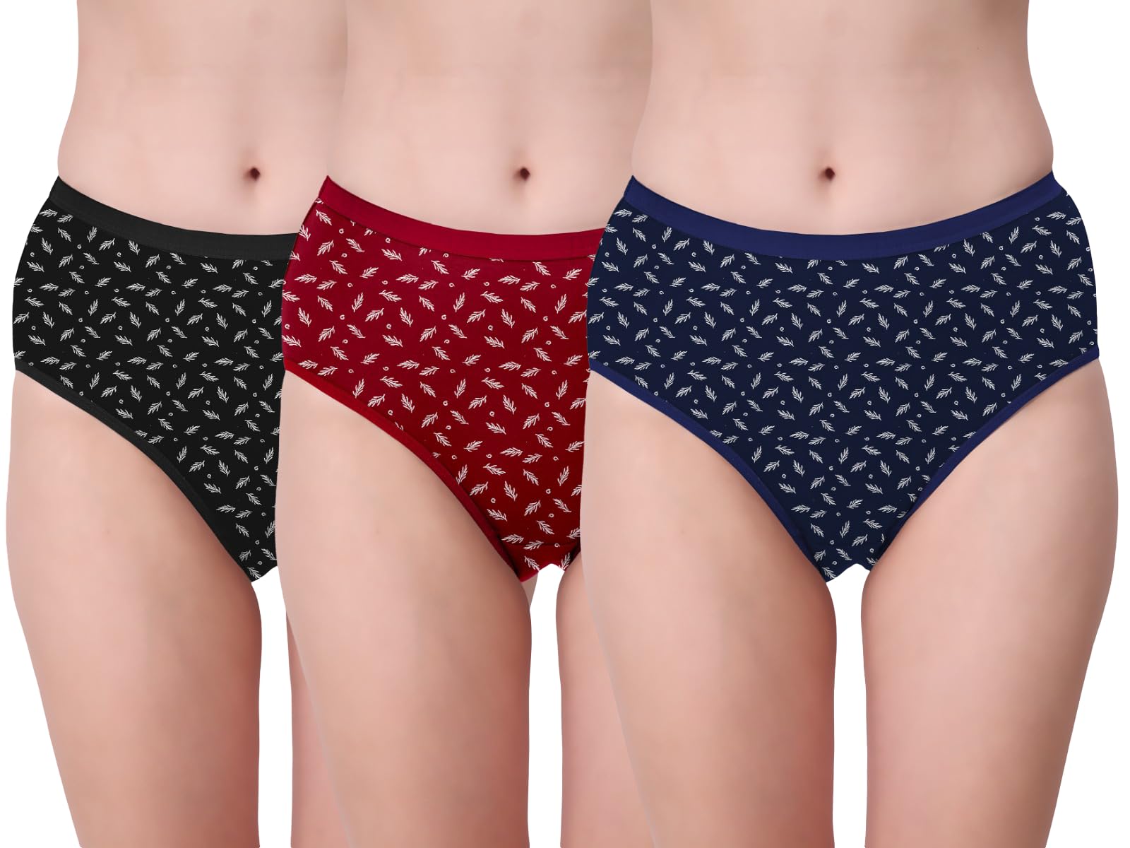 Women’s Cotton Bikini Panties Pack of 3 | Soft Stretch Printed Mid Waist Briefs for Women & Girls | Comfortable Everyday Innerwear Multipack-image-43