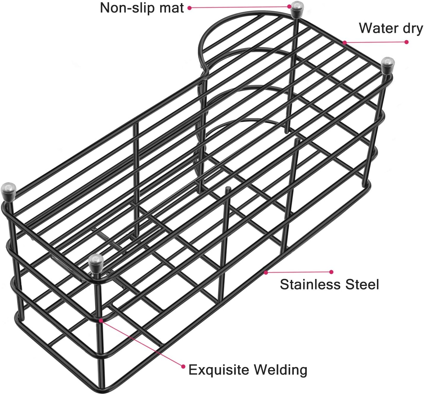 HBlife 7 Slots Toothbrush Holder, X-Large Stainless Steel Bathroom Decor, Black Electric Toothbrush Holder for Bathroom, Bathroom Counter Organizer for Small Spaces : Home & Kitchen