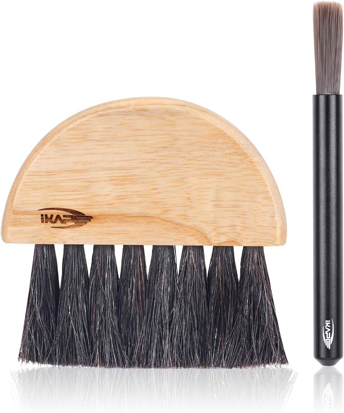 IKAPE Espresso Coffee Accessory, Cleaning Brush Set —— a Fan-Shaped Brush & an Aluminum Brush Exquisite Set —— Elevate Your Espresso Experience