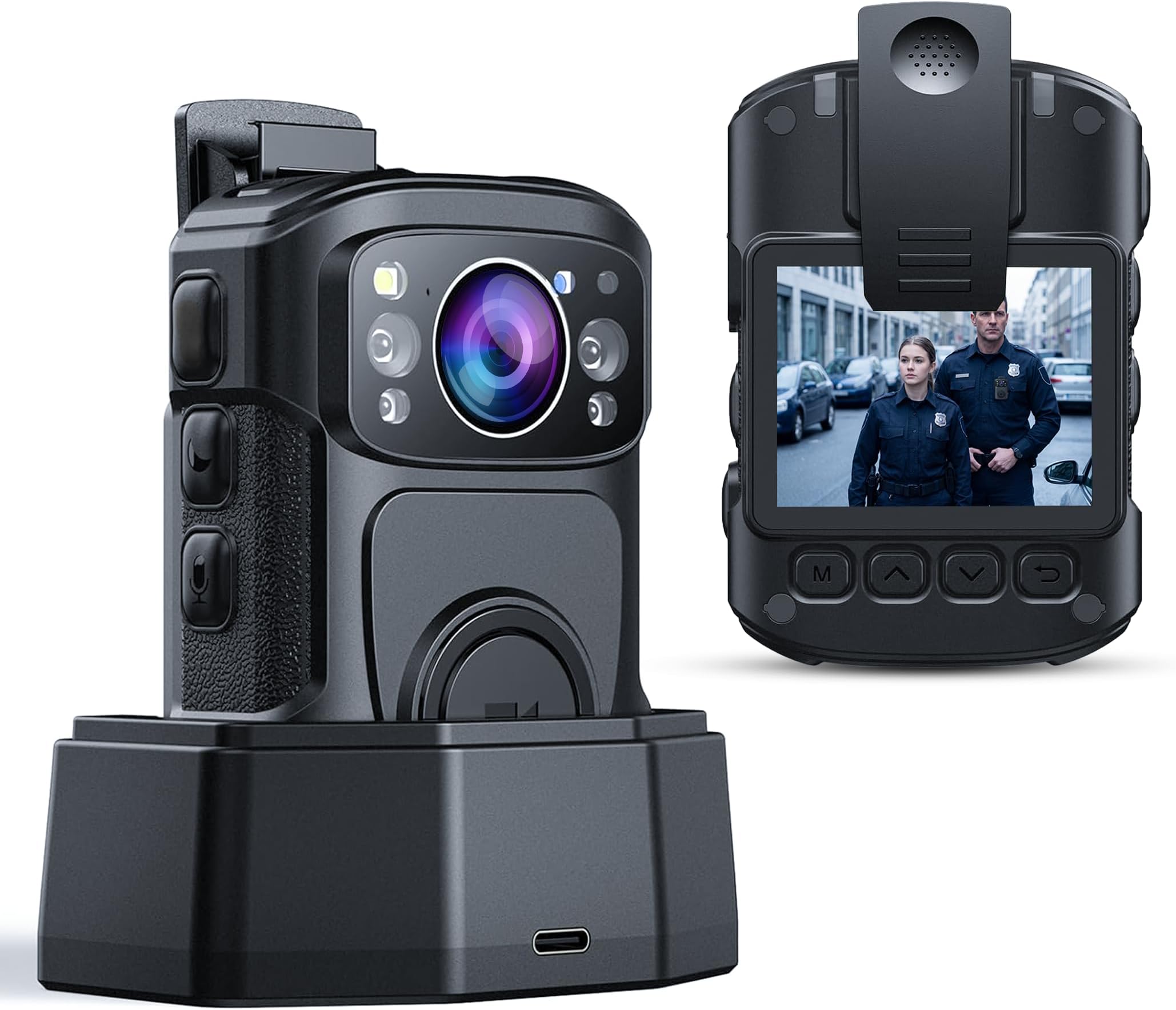 BOBLOV B4K5 128GB 4K Body Camera,IP68 Waterproof, GPS Police Body Cams,3400mAh for 11Hrs Video Record, Provide Charging Dock, Night Vision Video Camcorder for Personal, Guard Civilians