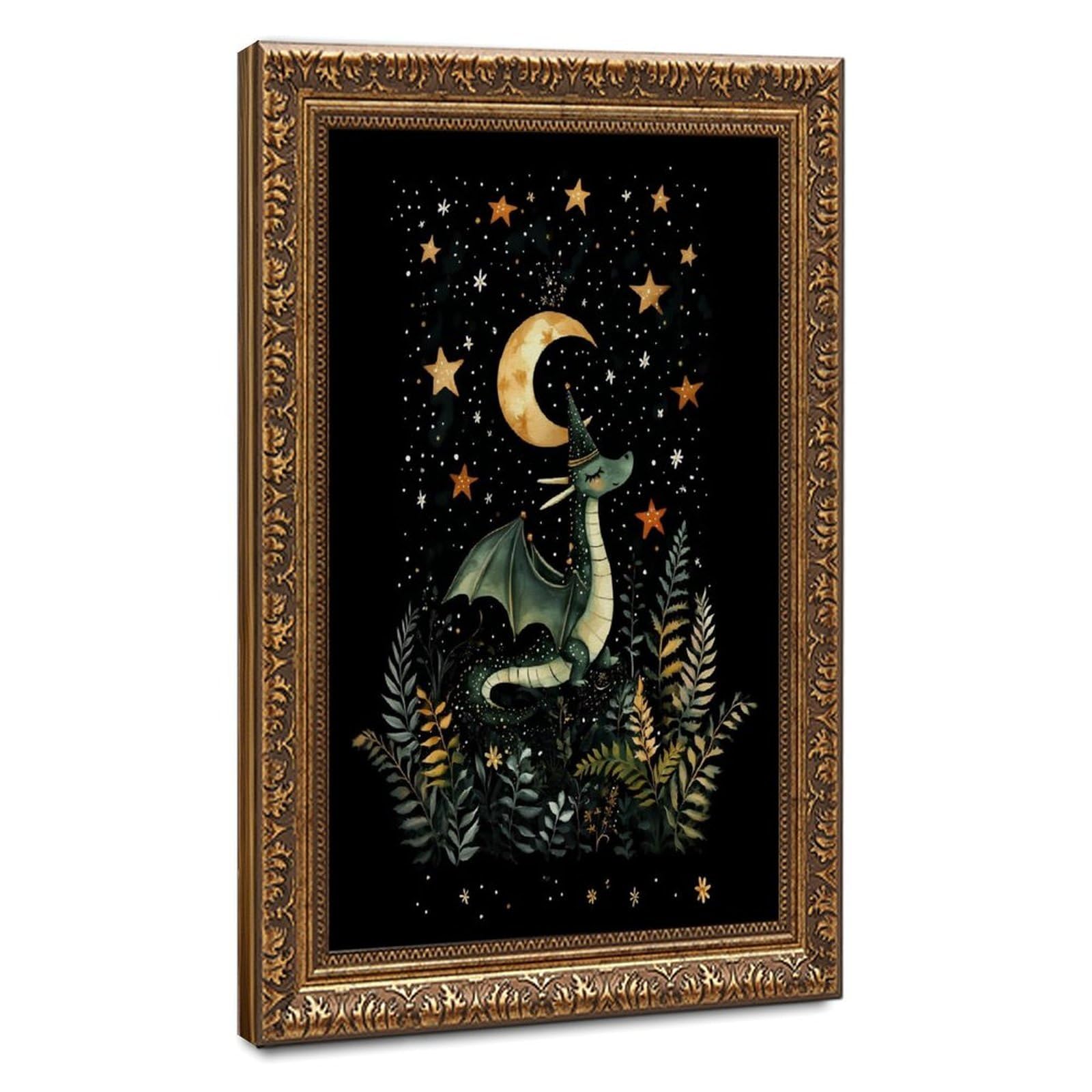 Bareronor Magical Dragon Poster Canvas Poster Bedroom Decor Landscape Office Room Decor Gift 16" L X 24" W