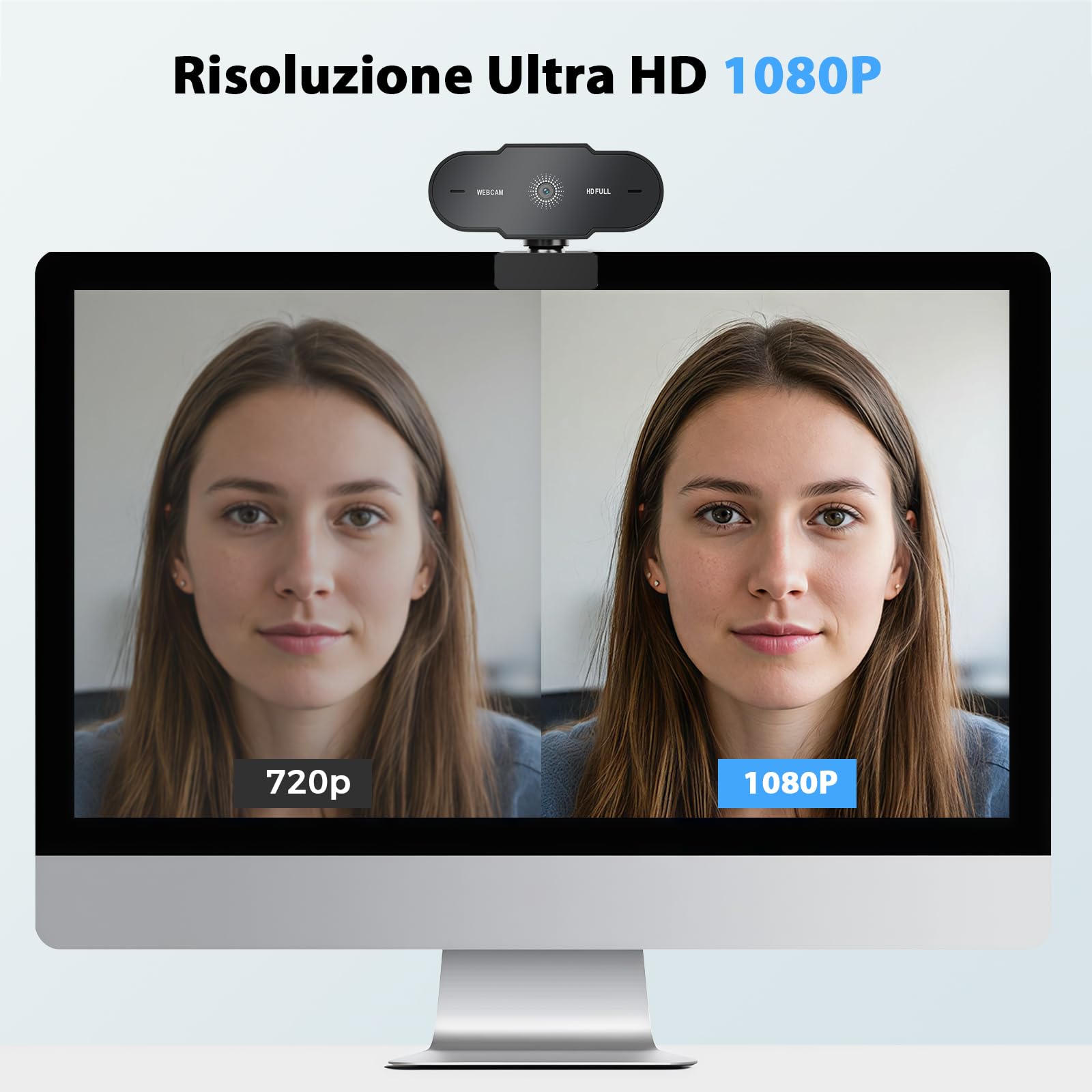 veorkide Webcam PC con Microfono Full HD 1080P - Web Camera PC USB Fuoco Fisso 30 FPS Videocamera Anti-Rumore per Laptop Desktop Youtube Streaming Skype Zoom Teams MacOS Windows Linux