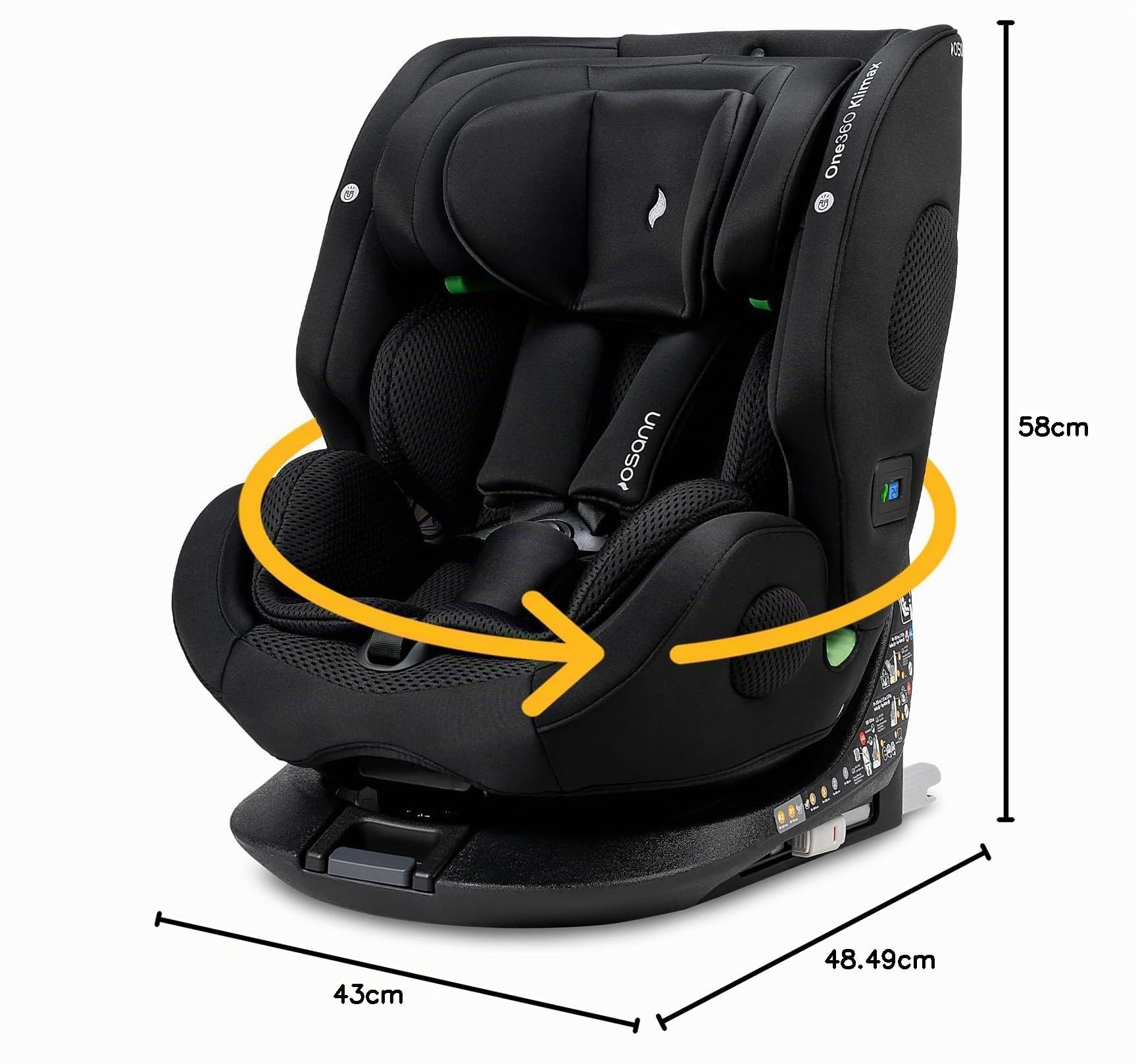 Osann One360 Klimax klimatisierter Kindermit mit Isofix, Reboarder drehbar | Autositz mit Wärme- und Kühlfunktion, 40-150 cm, Kindersitz 0-12 Jahre mit viel Komfort & besonders sicher