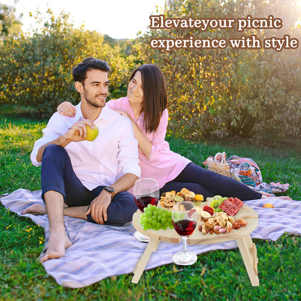 Vassoio Aperitivo, Portable Tavolo da Vino da Esterno, Mini Wooden Foldable Picnic Table, Tavolino Pieghevole da Vino, per la Fotografia