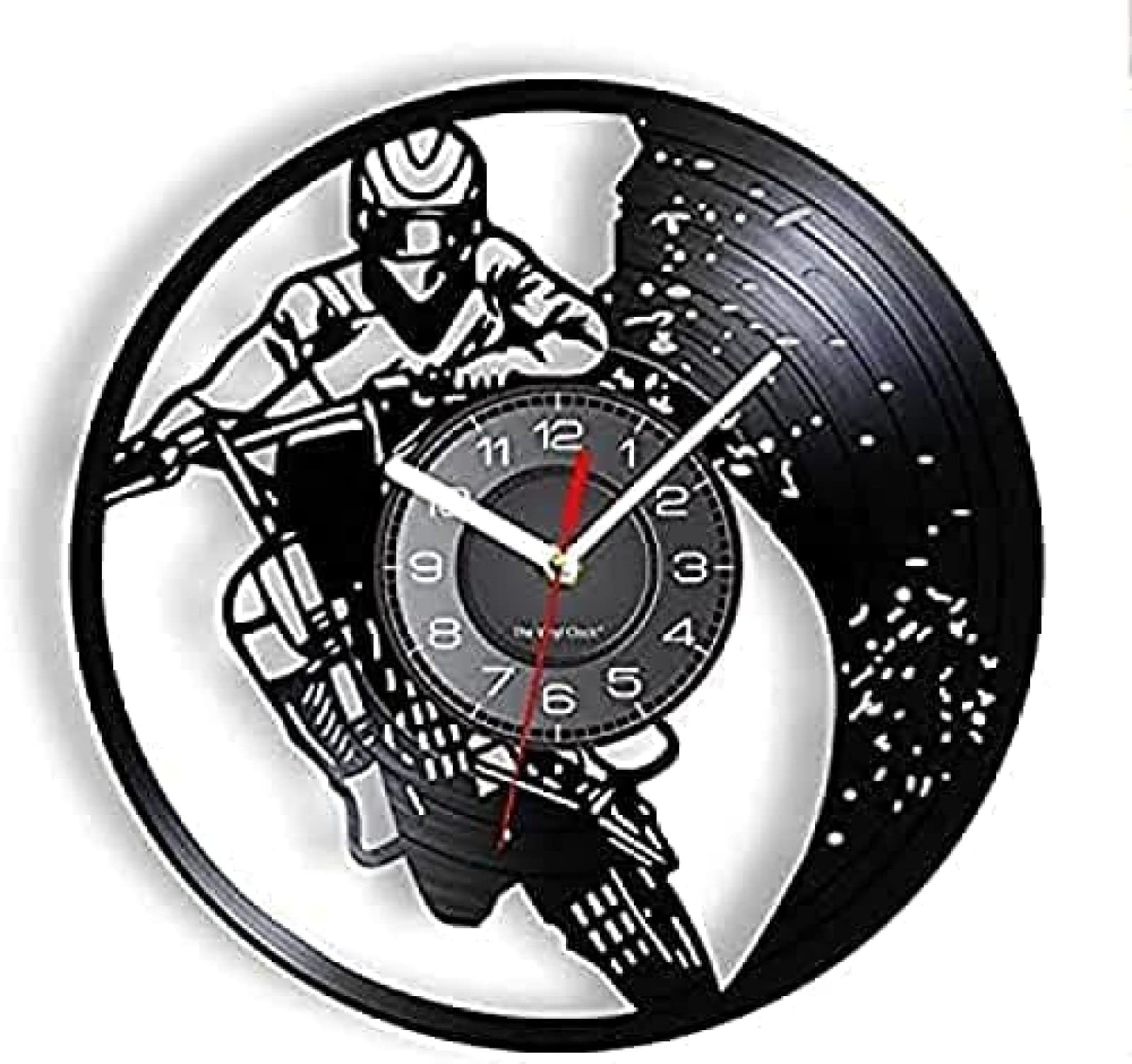 Horloge vinyle bike rider pour décoration murale de garage, bureau ou salon de motard
