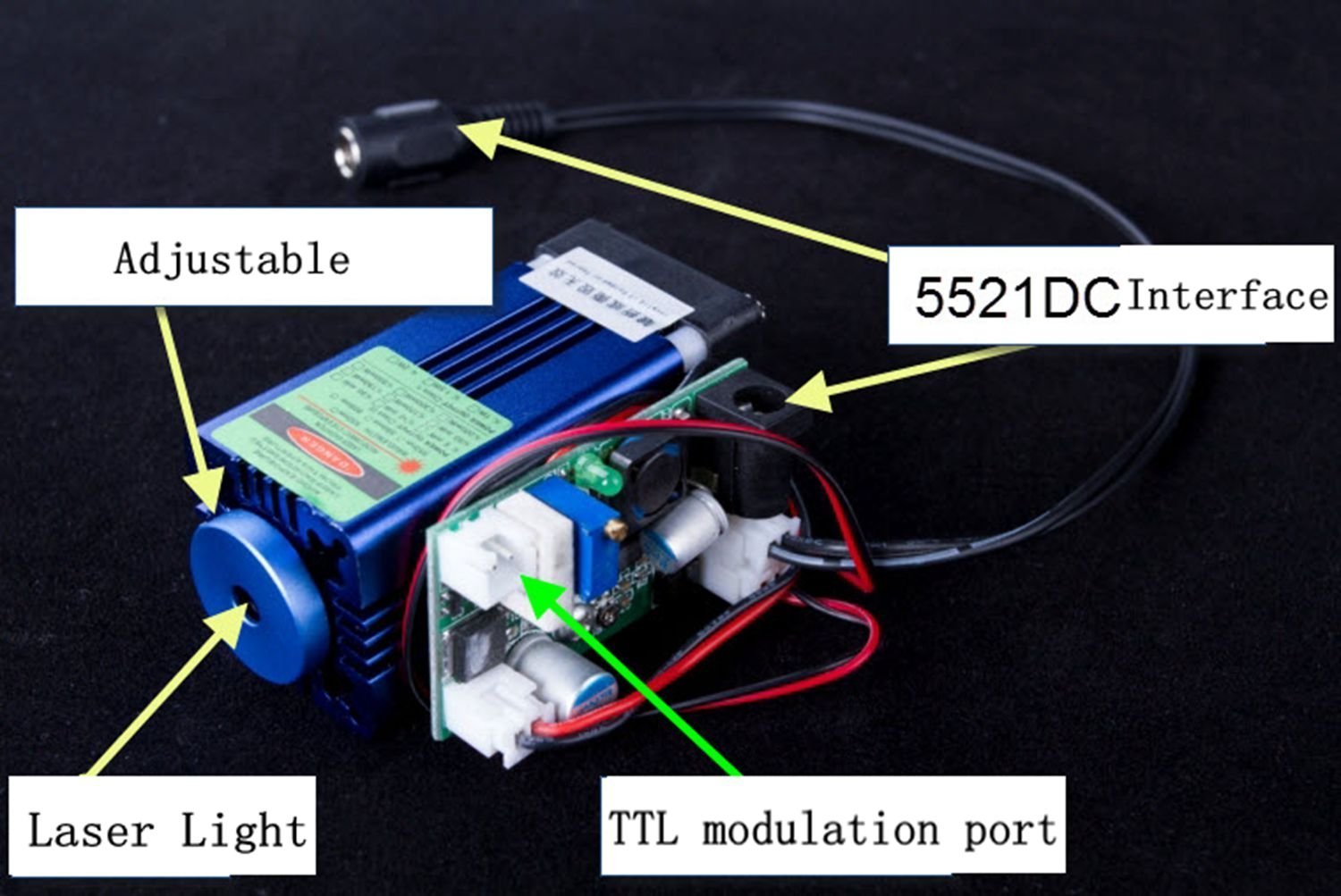 12V TTL Grüne Diode Laser 520nm 50mW Einstellbare Punkt-Laser-Modul/Lüfterkühlung - die lange Zeit