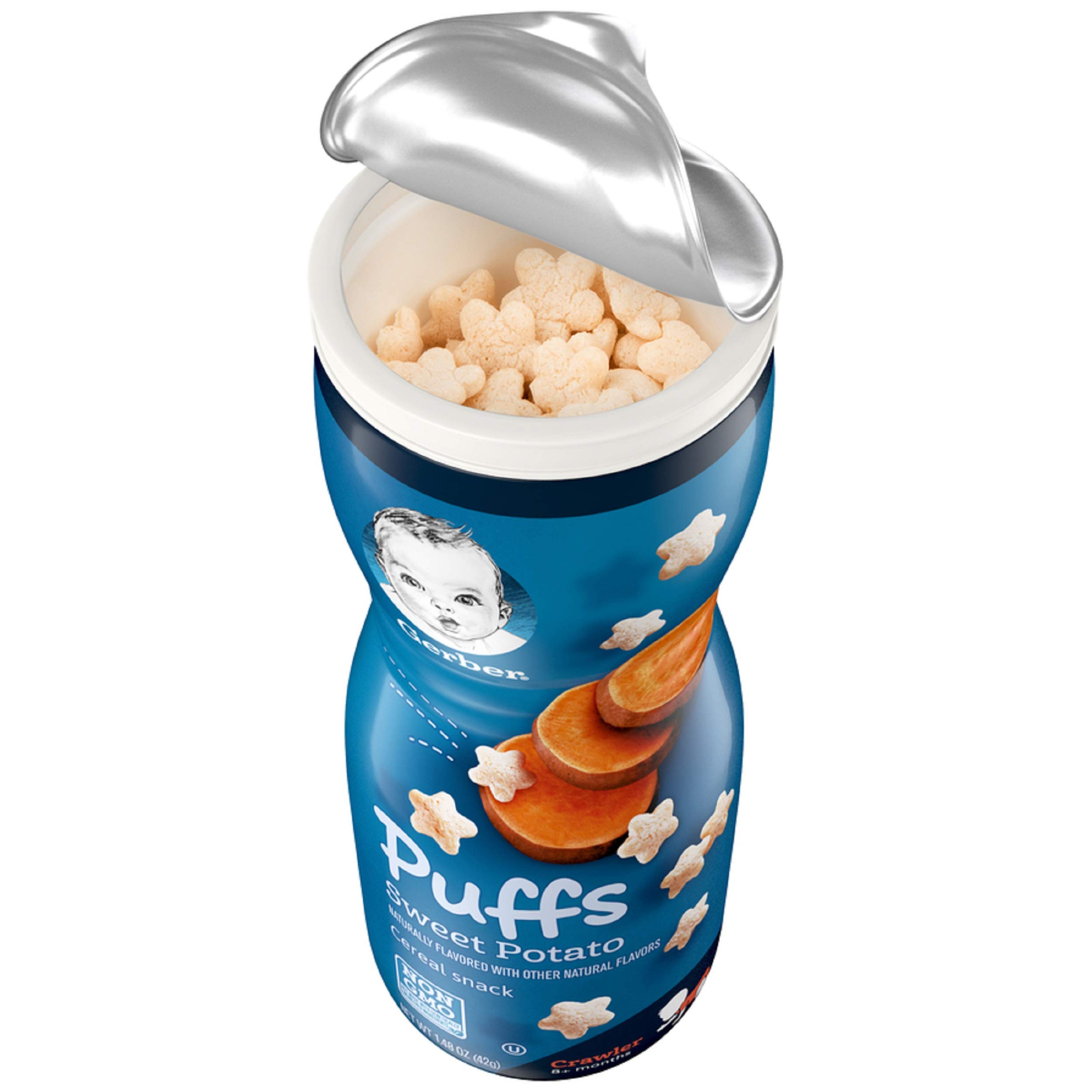 Gerber puffs sweet potato flavour are light, easy to dissolve snacks