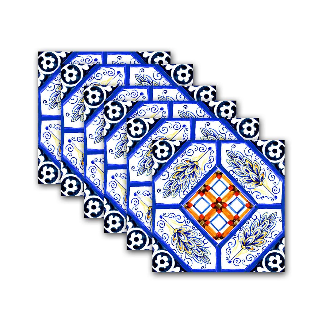 LMYSXAOZ Tile Stickers Stick on Tiles, Self Adhesive Wall Tiles for Bathroom Kitchen, Oil Proof DIY Peel and Floor Marble Pattern 20x20cm (24PCS,Dark Blue)