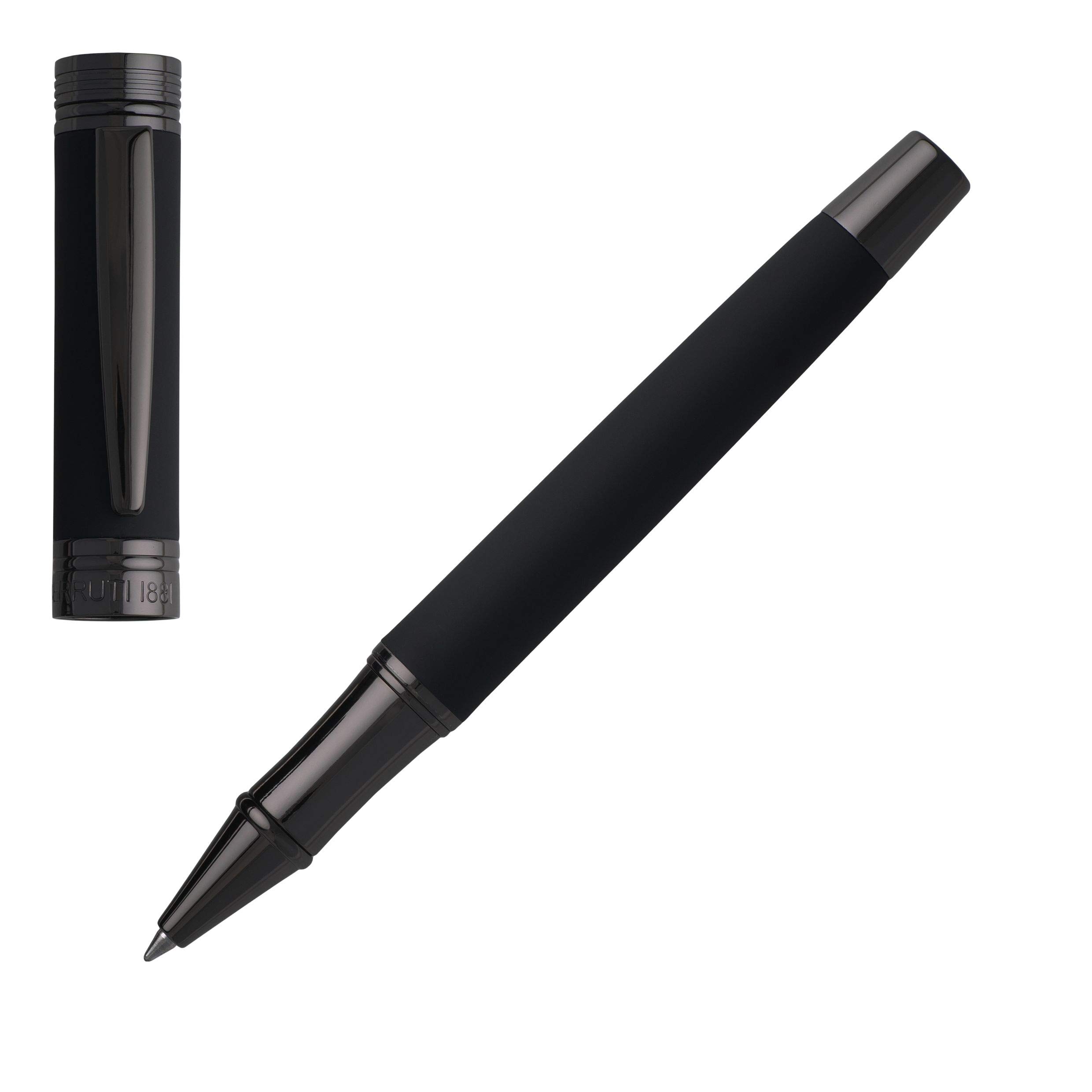 Cerruti Tintenroller 1881 Zoom Soft Black aus Messing in der Farbe Schwarz, Schriftfarbe Schwarz, Länge: 13,5cm, NSG9145A