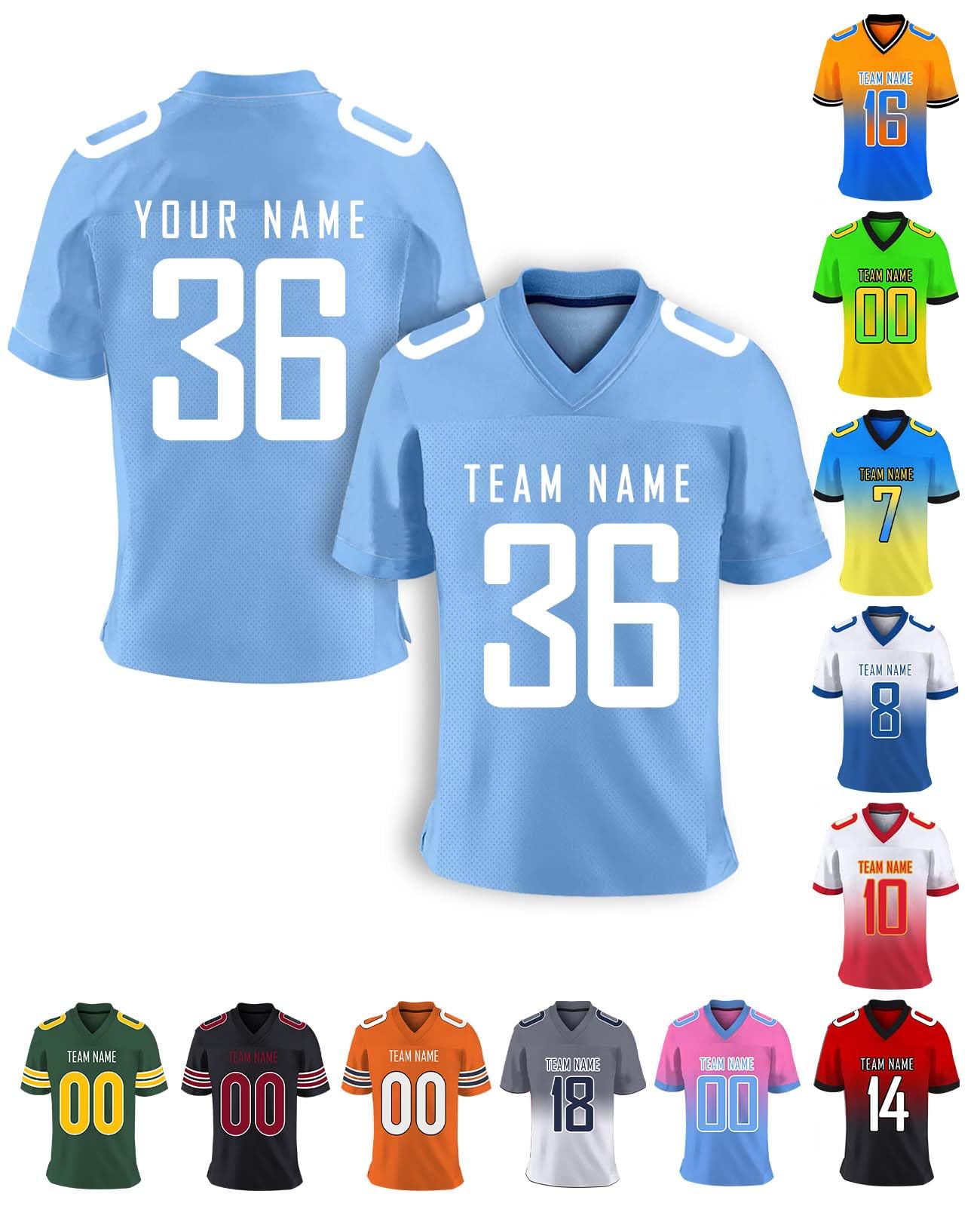 Custom Football Jersey Personalized Team Name Number Practice Jerseys Customized Football Shirt for Men Youth Women Kids