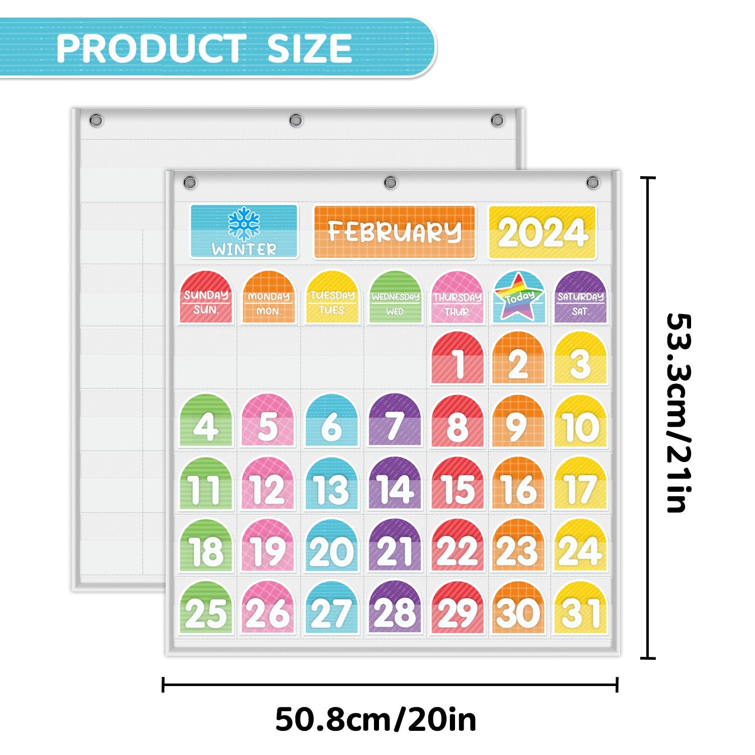 Calendario de aula, calendario de bolsillo, calendario para niños, calendario montado en la pared, calendario con 96 tarjetas coloridas, para el hogar o jardín de infantes y calendario de aula