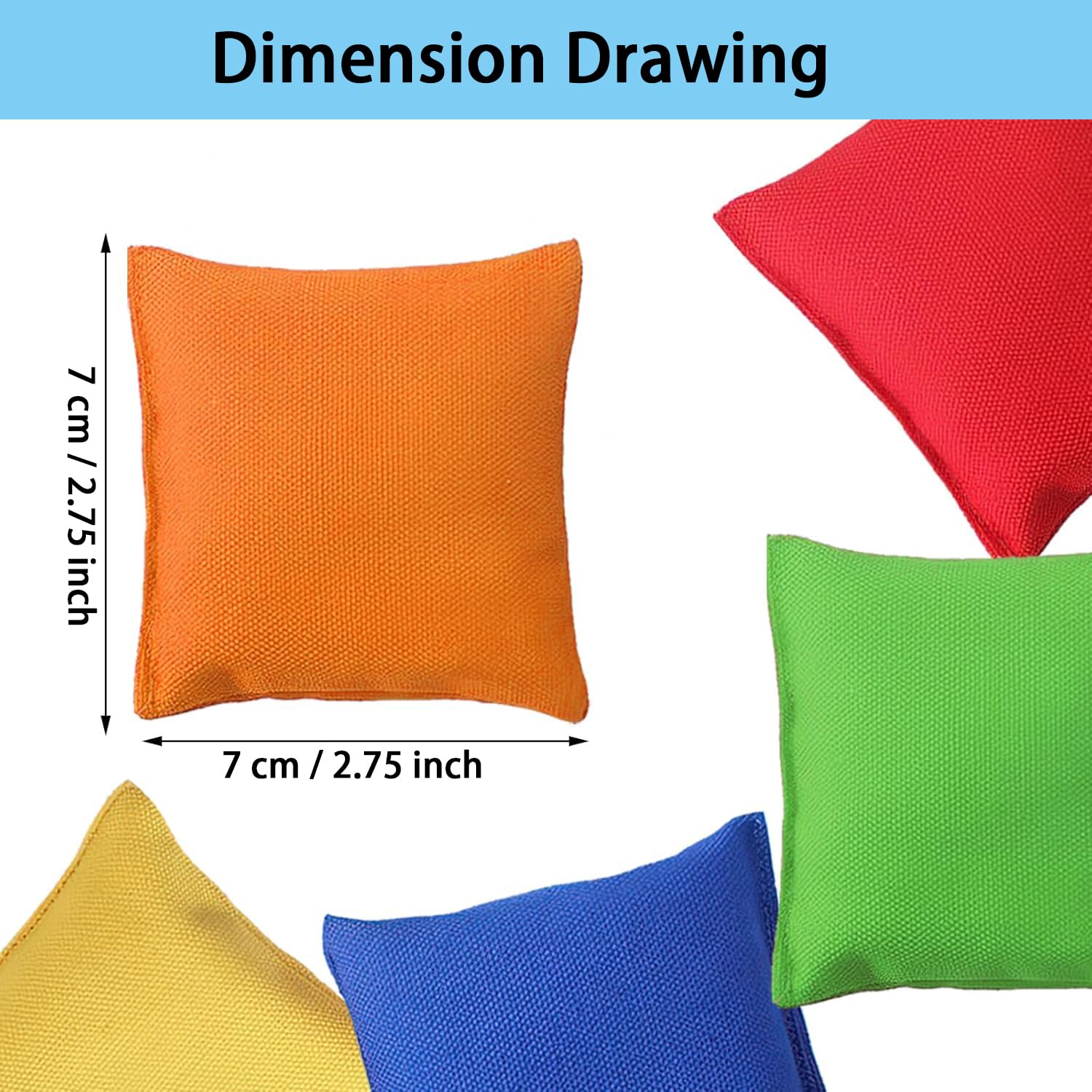 32 Stück Bohnensäckchen, Bunte Bean Bags, Sitzsäcke Werfen, mit Quarzsand Füllen 7 x 7cm Sitzsäcke Werfen Bunte Sandsäckchen Wurfsäckchen, für Outdoor Gärten Jonglieren Spiel, Partyspiele
