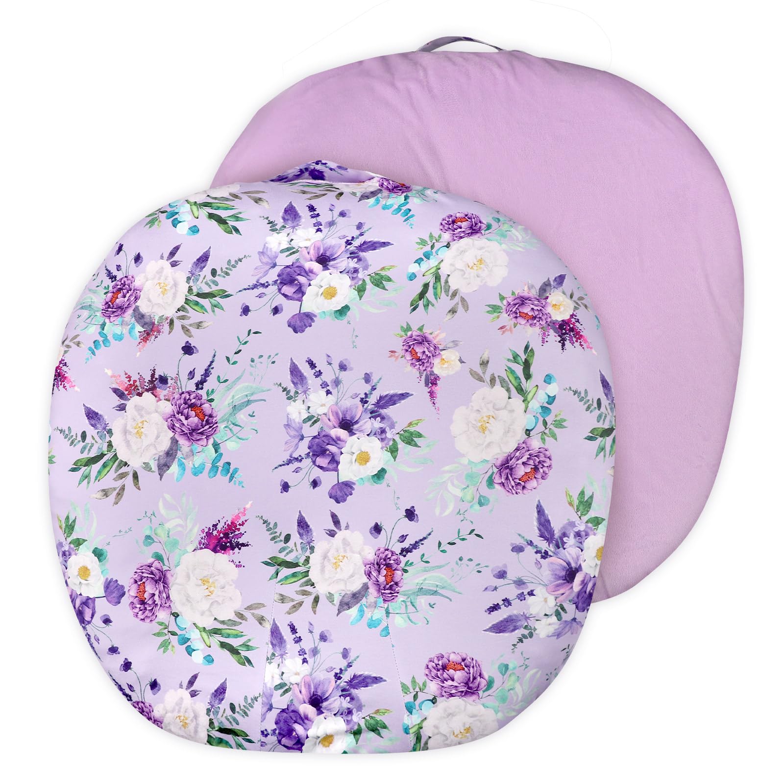 CARUILI Newborn Lounger Cover for Girls Boys, Removable Soft Baby Lounger Cover 1 Pack, Reversible Infant Lounger Cover Fleece, Purple Floral (Only